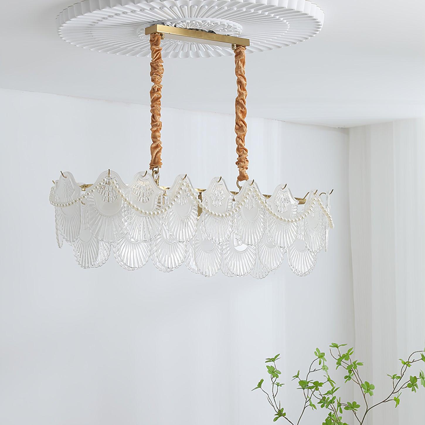 Pearl Glass Shell Chandelier - Cueteks