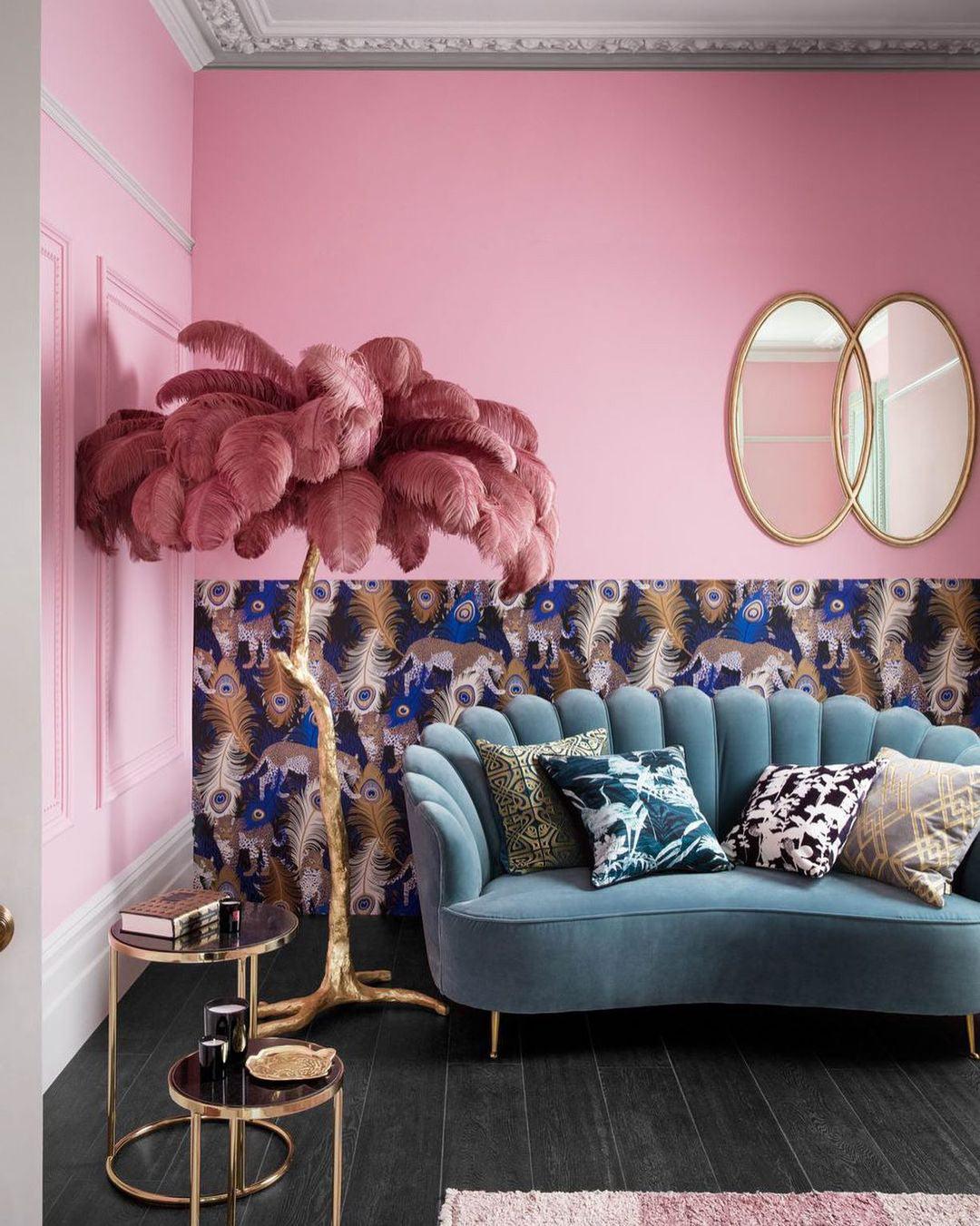 Ostrich Feather Brass Floor Lamp - Cueteks