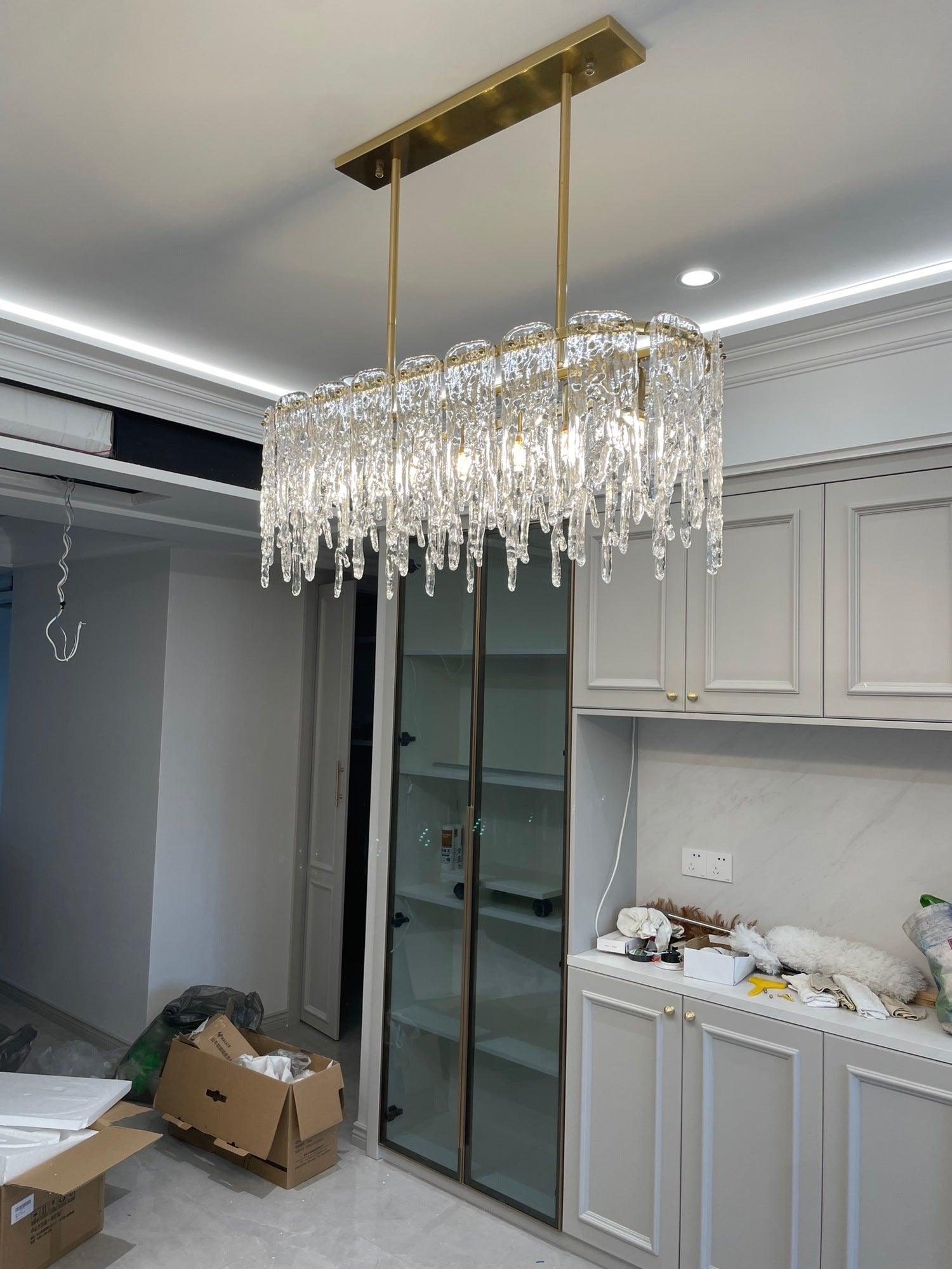 Rectangular Icicle Glass Chandelier - Cueteks