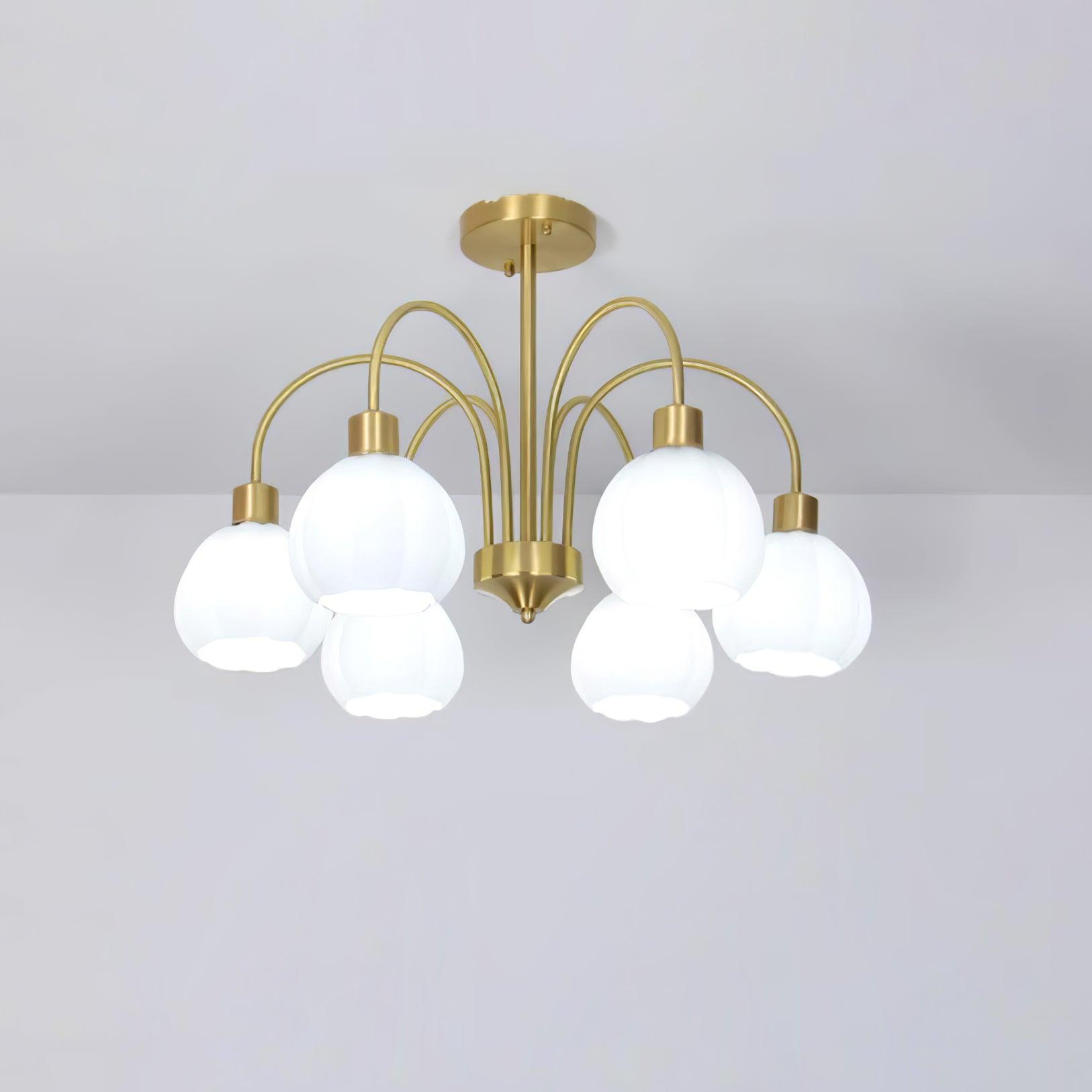 Glass Pumpkin Gold Chandelier - Cueteks