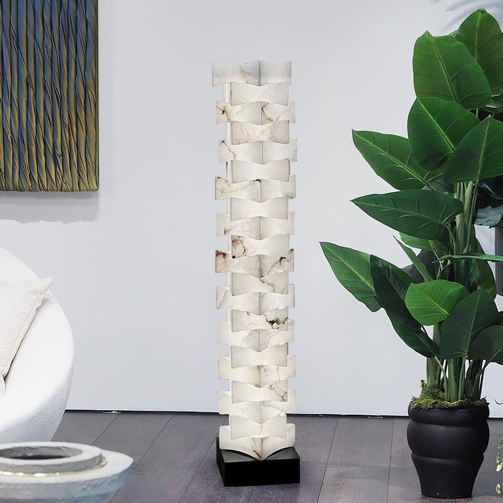 Stacked Alabaster Squares Floor Lamp - Cueteks