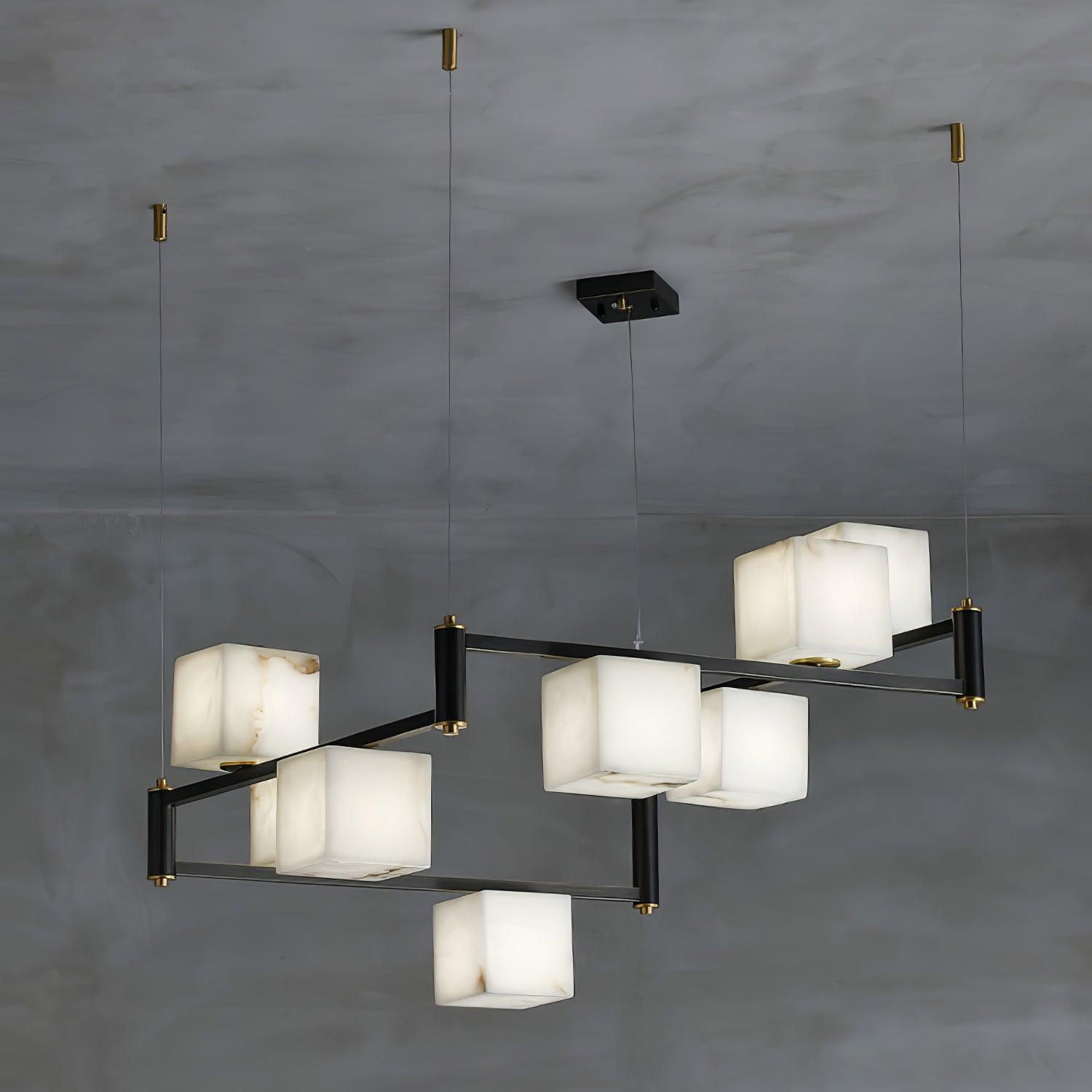 Alabaster Square Box Chandelier - Cueteks