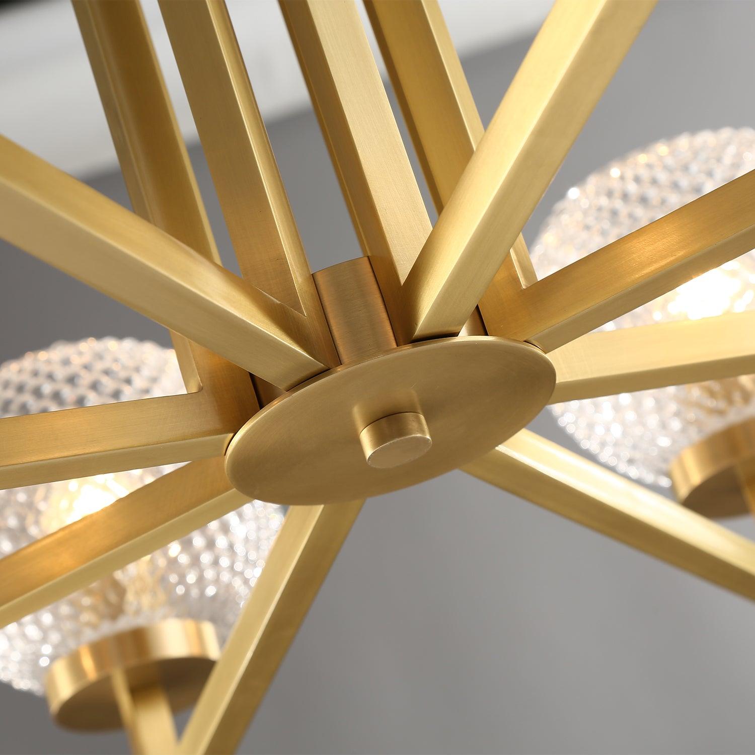 Ribbed Glass Brass Chandelier - Cueteks