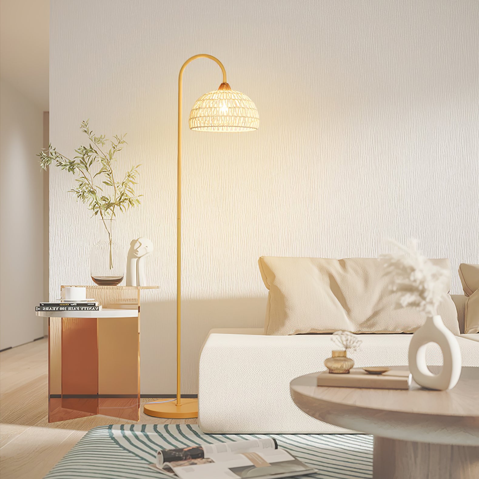 Rattan Arch Floor Lamp - Cueteks