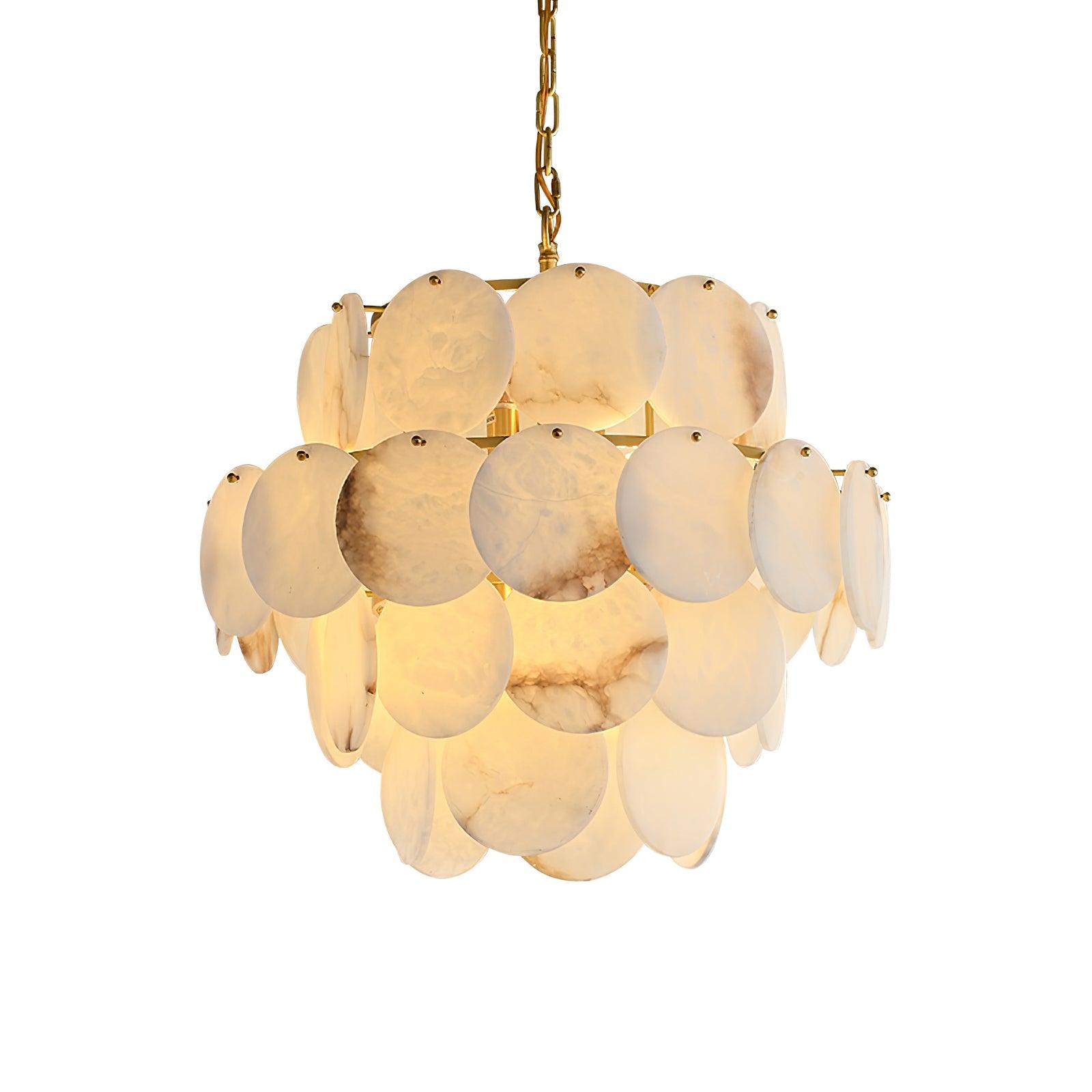 Alabaster Shell Brass Chandelier - Cueteks