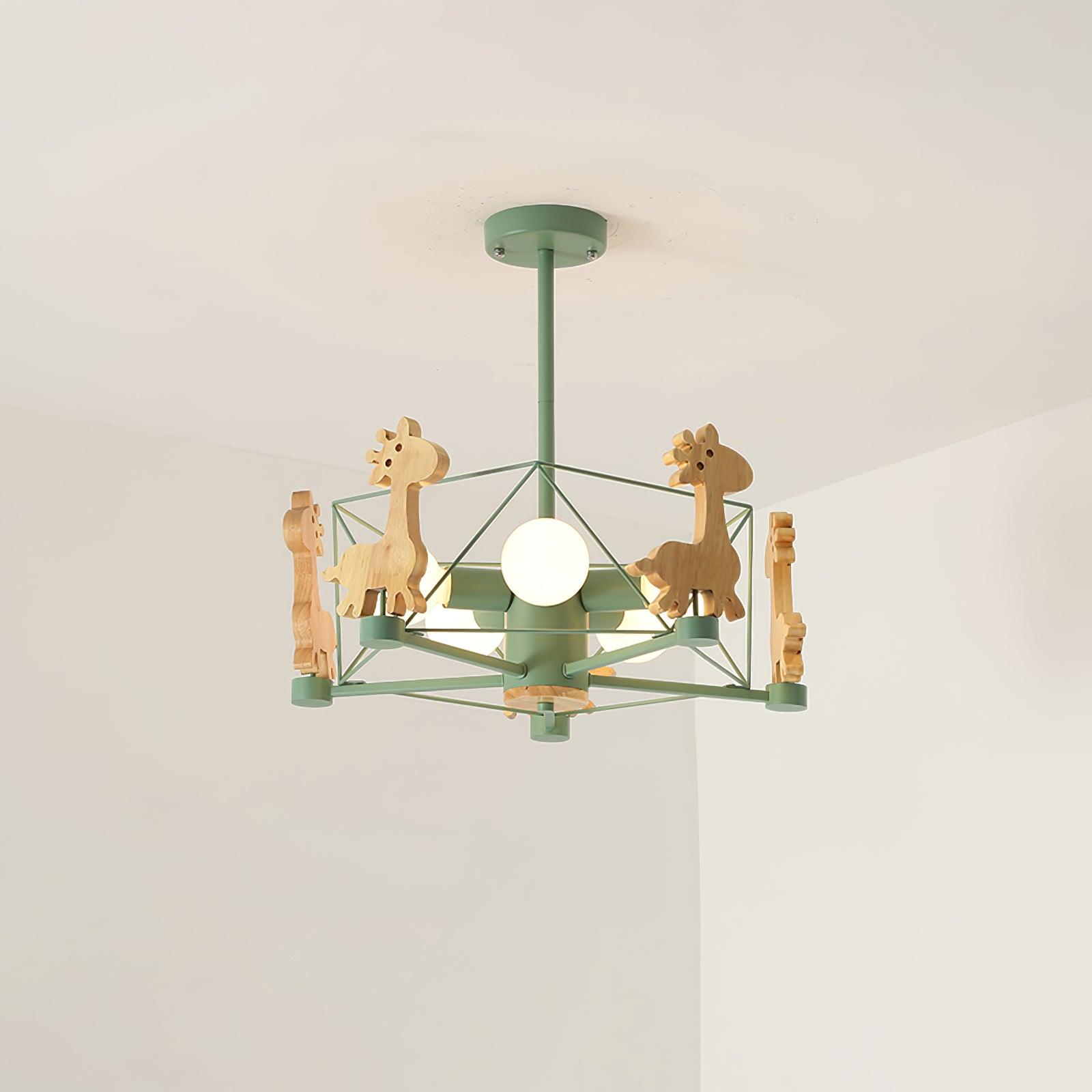 Lovely Deer Wooden Chandelier - Cueteks
