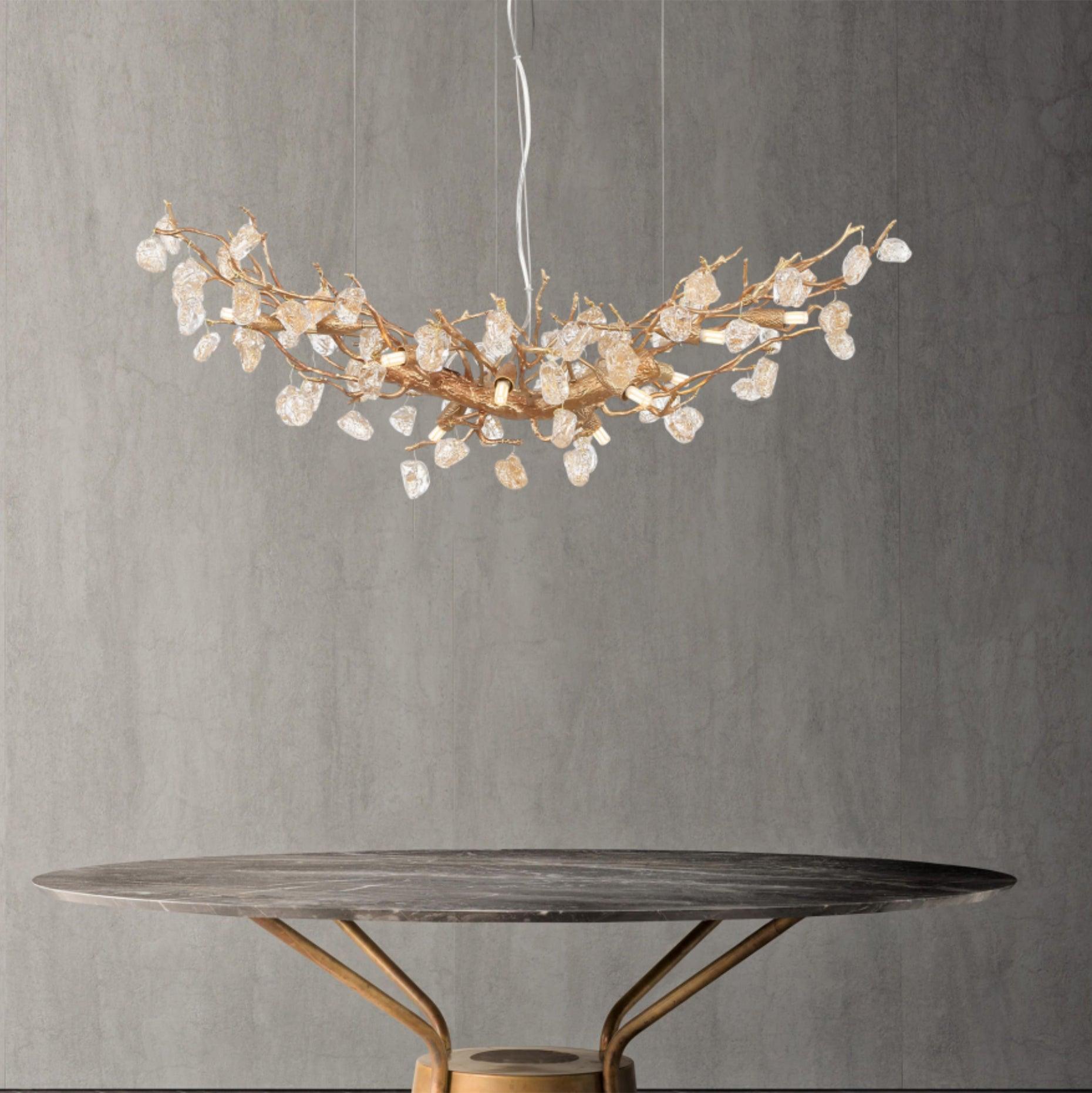 Stone Crystal Brass Chandelier - Cueteks