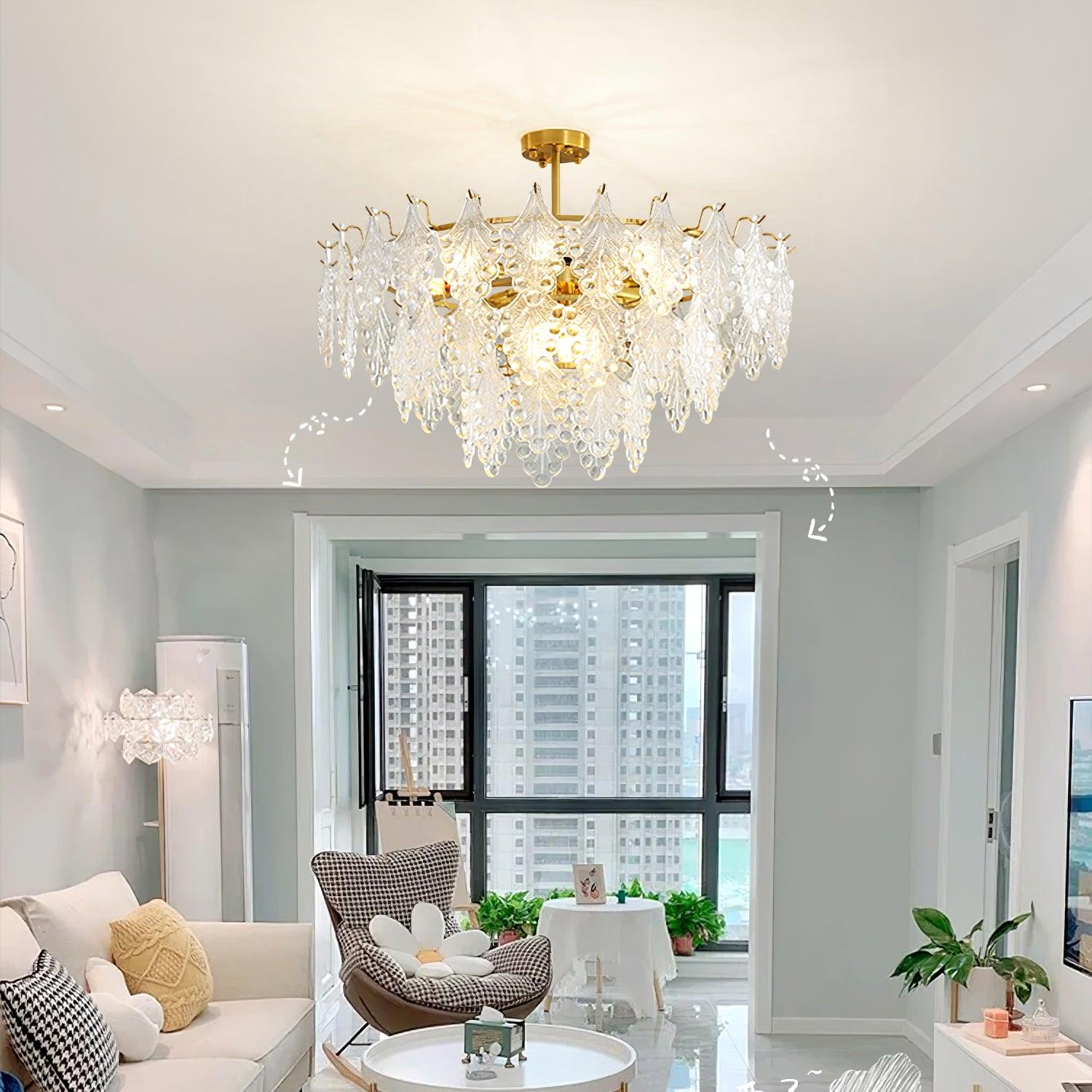 Tiered Carved Glass Chandelier - Cueteks