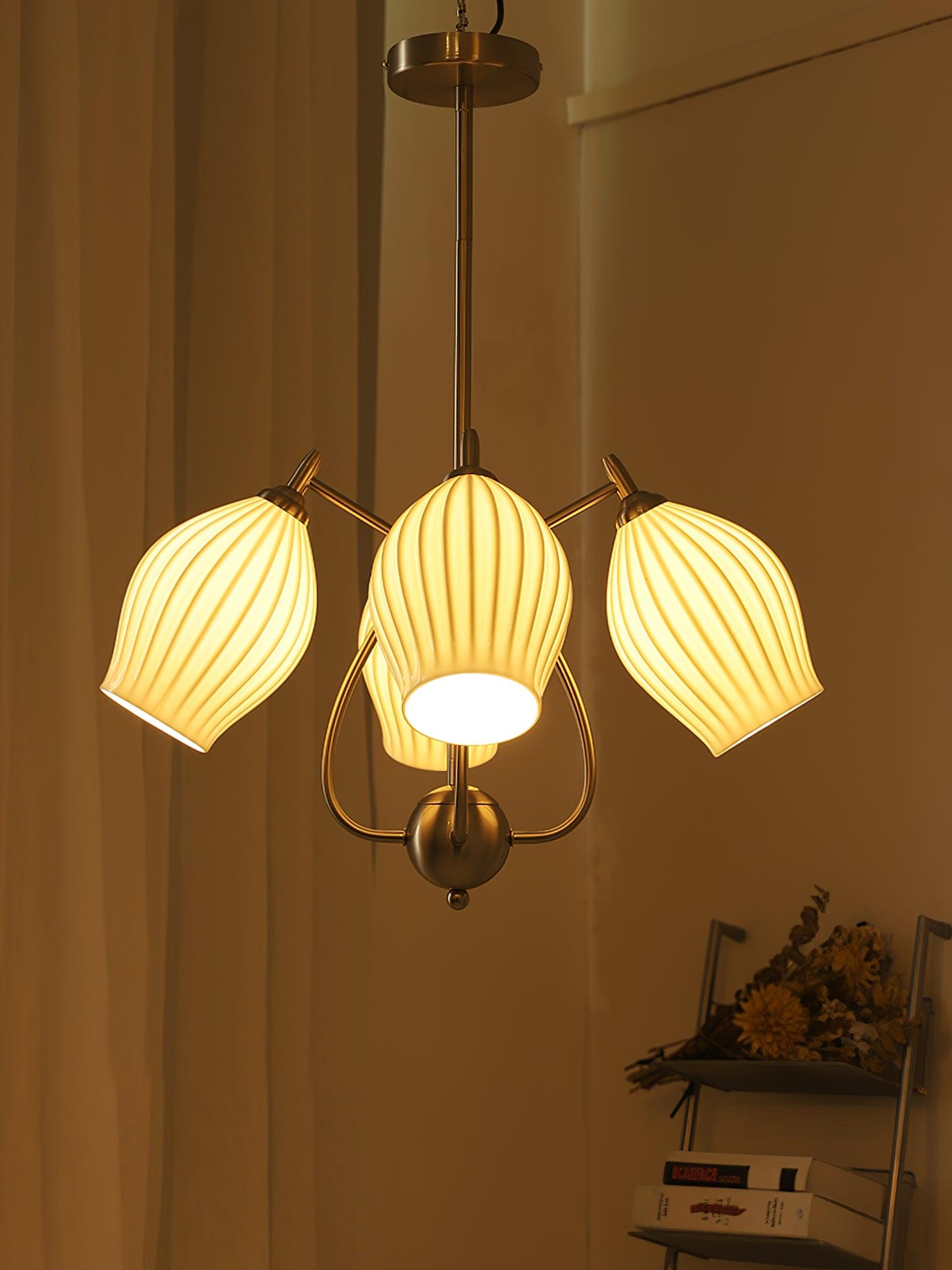 Ceramic Ribbed Chandelier - Cueteks