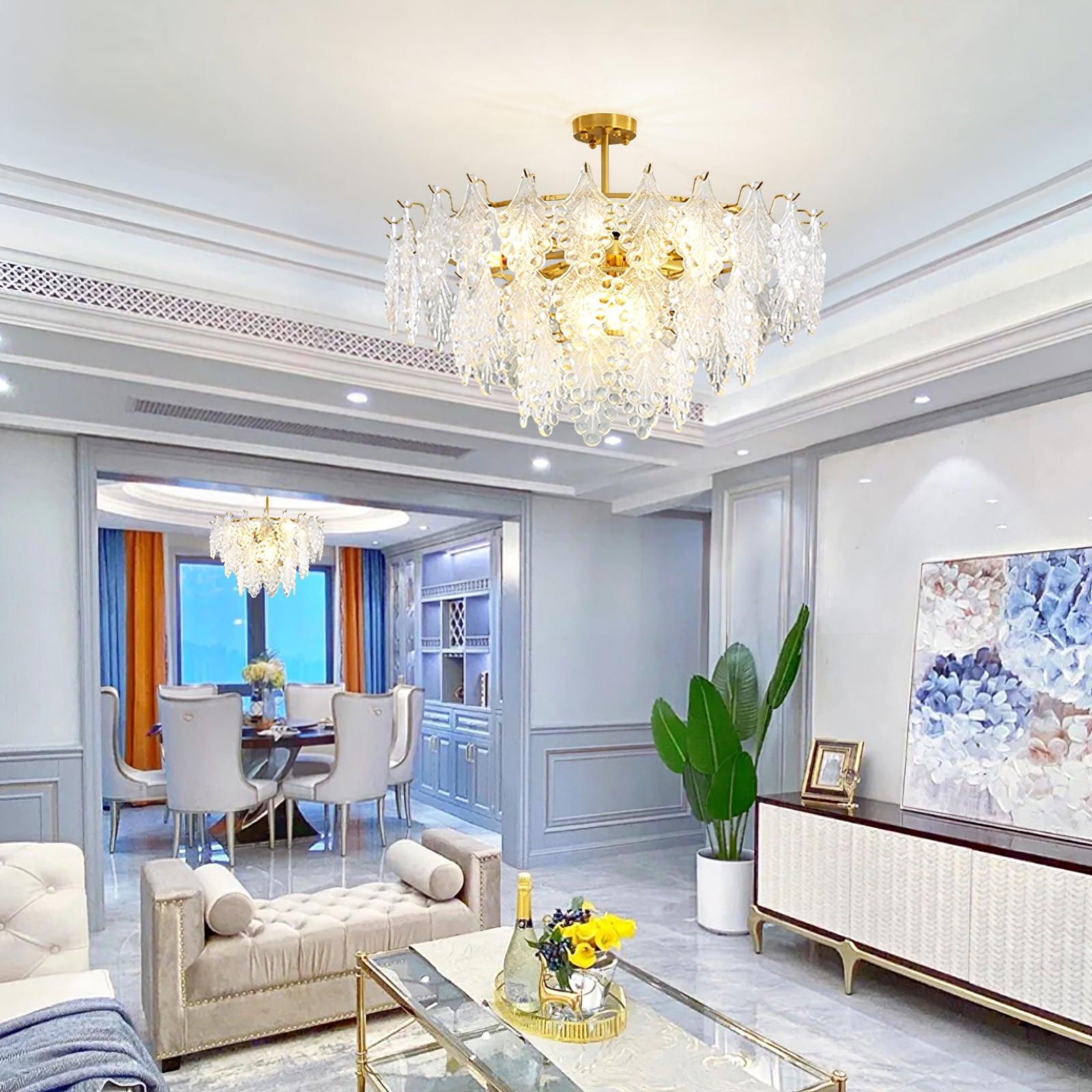 Tiered Carved Glass Chandelier - Cueteks