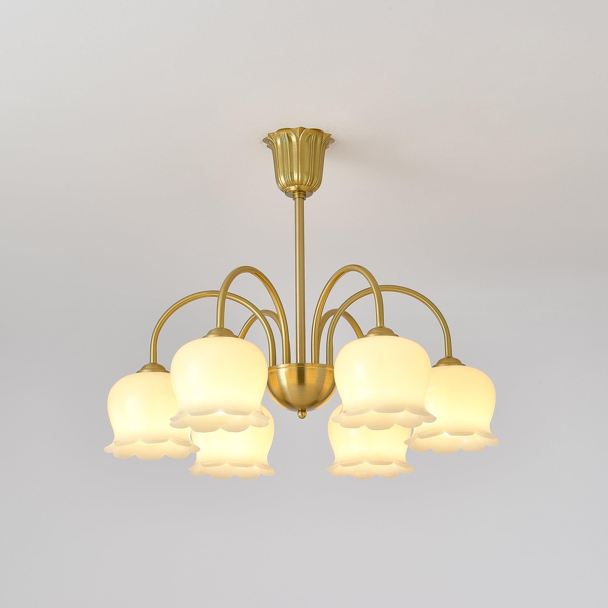 Orchids Brass Chandelier - Cueteks
