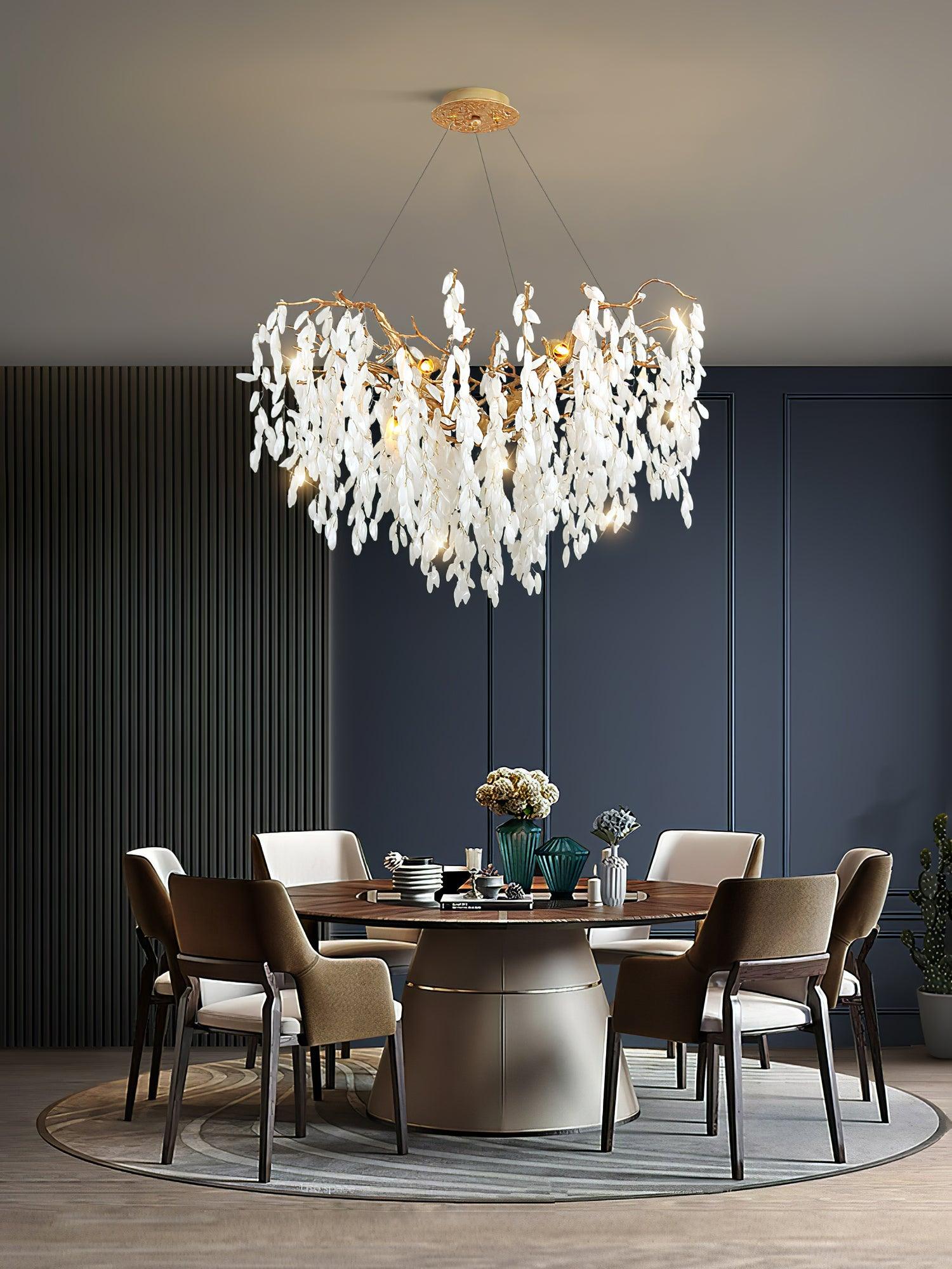 White Jade Branch Brass Chandelier - Cueteks