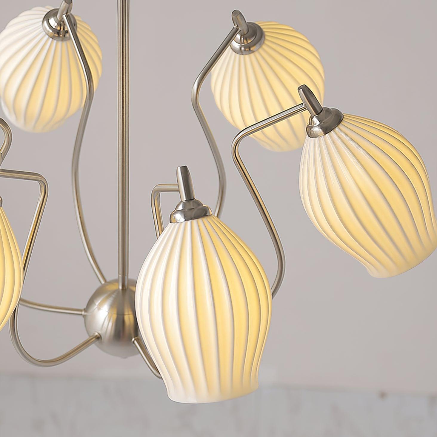 Ceramic Ribbed Chandelier - Cueteks