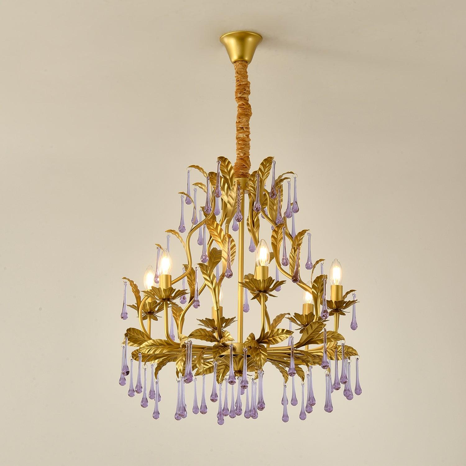 Amethyst Drops Crystal Chandelier - Cueteks