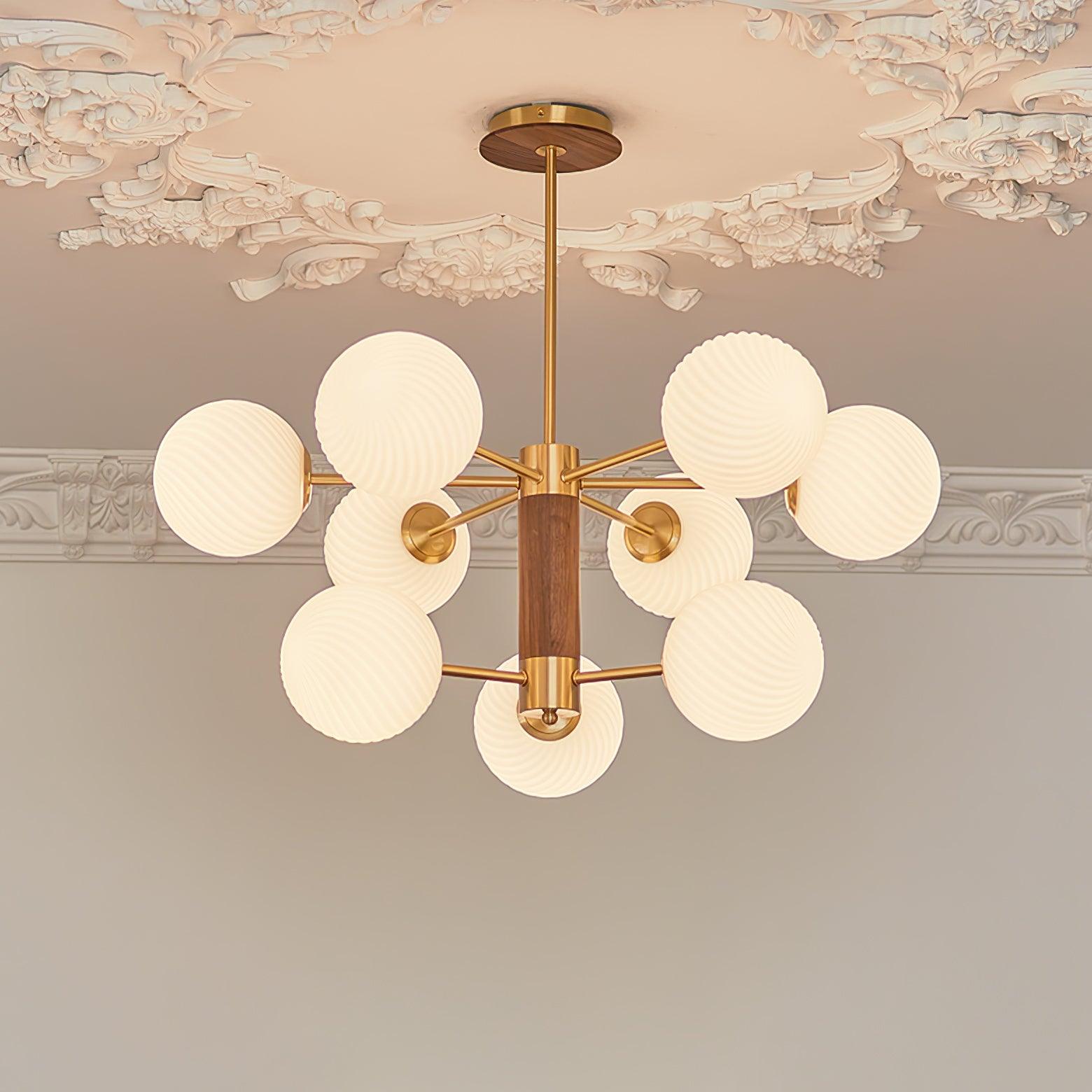 Ribbed Babble Glass Chandelier - Cueteks