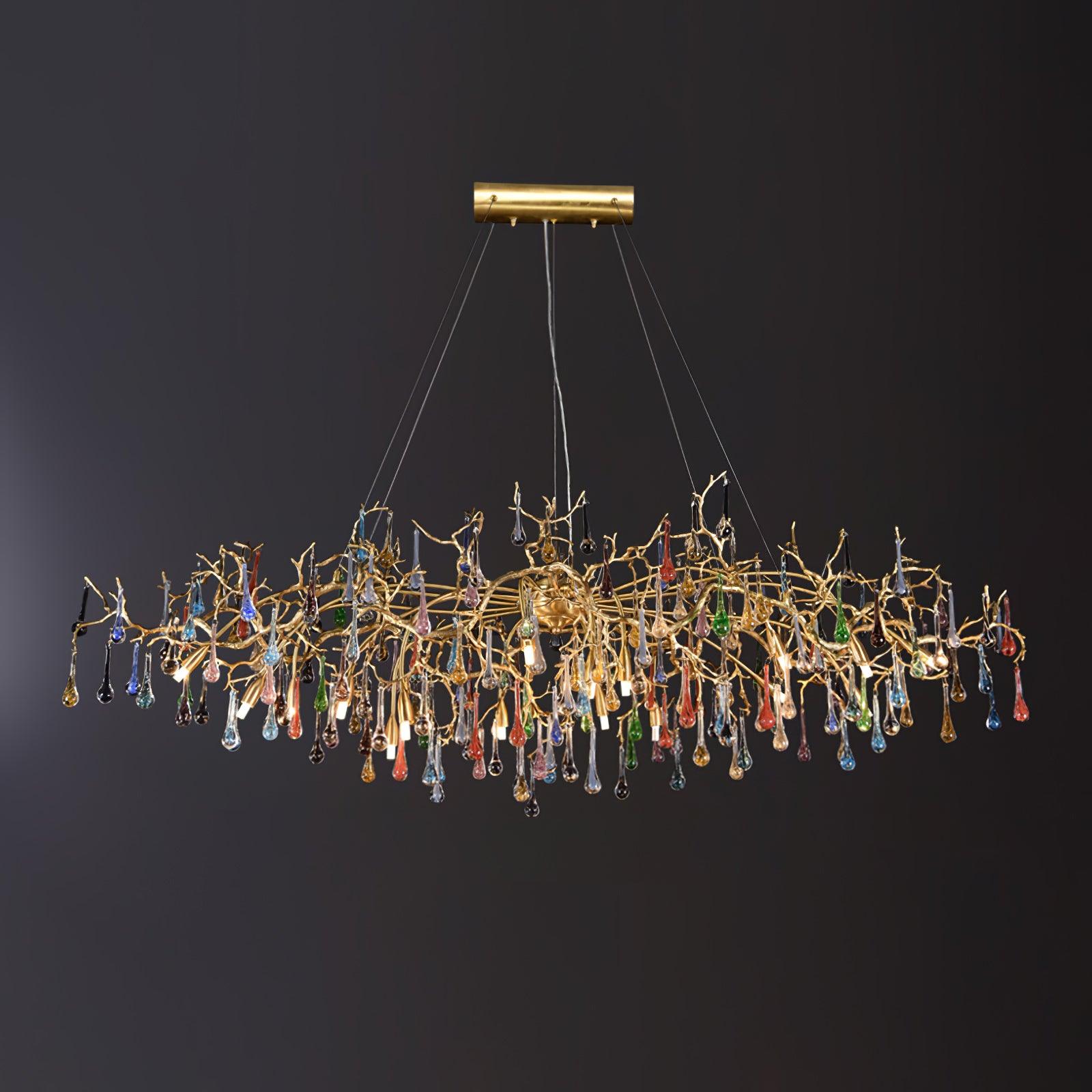 Colorful Raindrop Brass Branch Chandelier - Cueteks