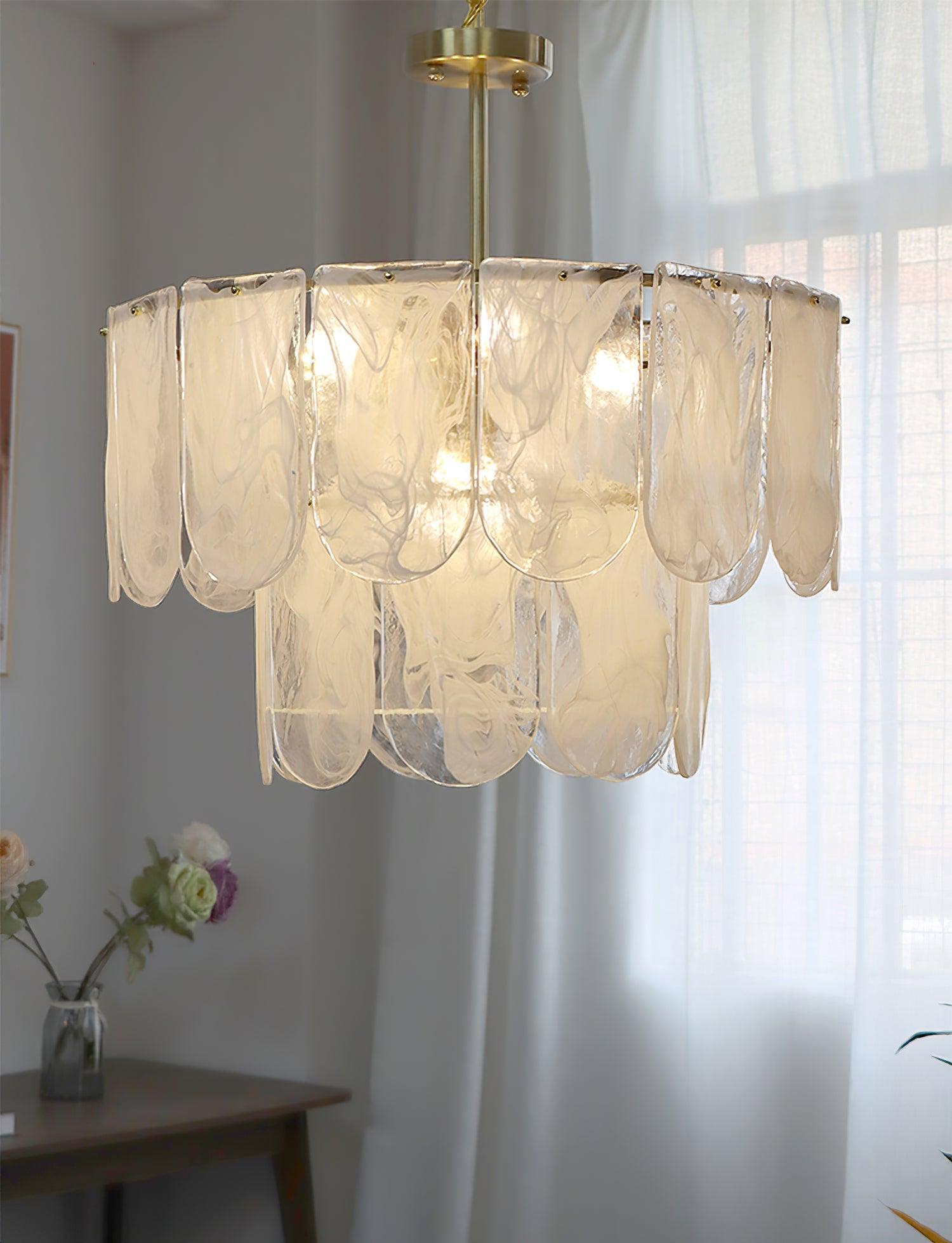 Traditional Classic Metal Glass Chandelier - Cueteks