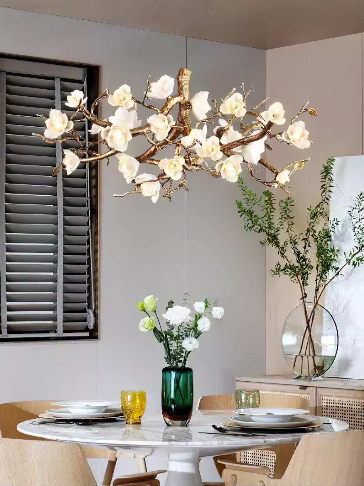 Flower Bloom Branch Brass Chandelier - Cueteks