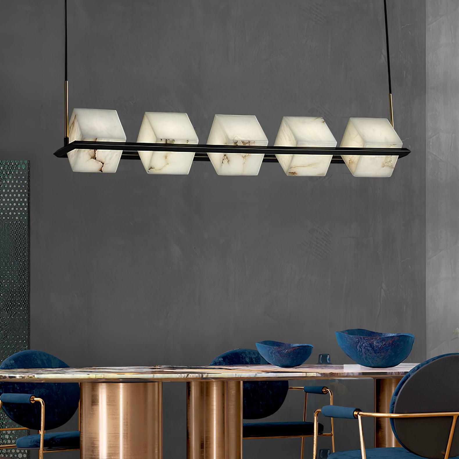 Alabaster Square Box Chandelier - Cueteks