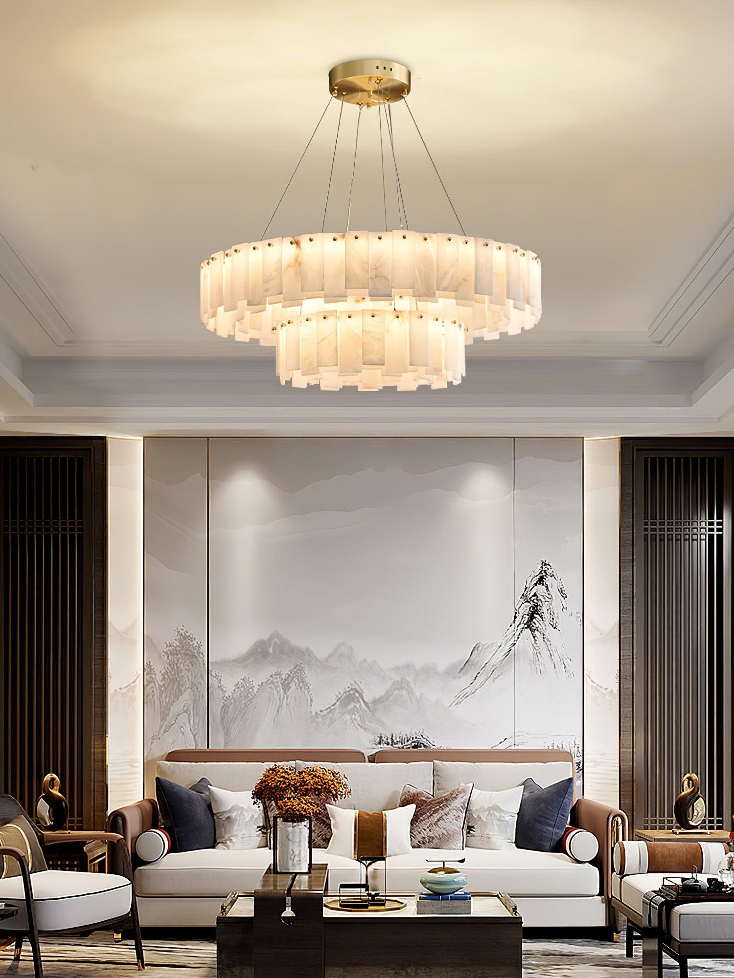 Celestial Alabaster Round Chandelier - Cueteks