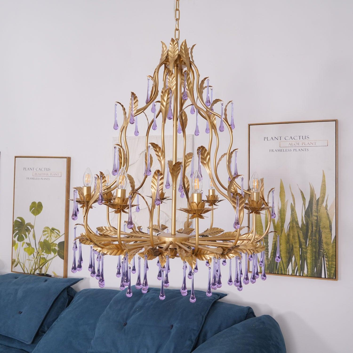 Amethyst Drops Crystal Chandelier - Cueteks