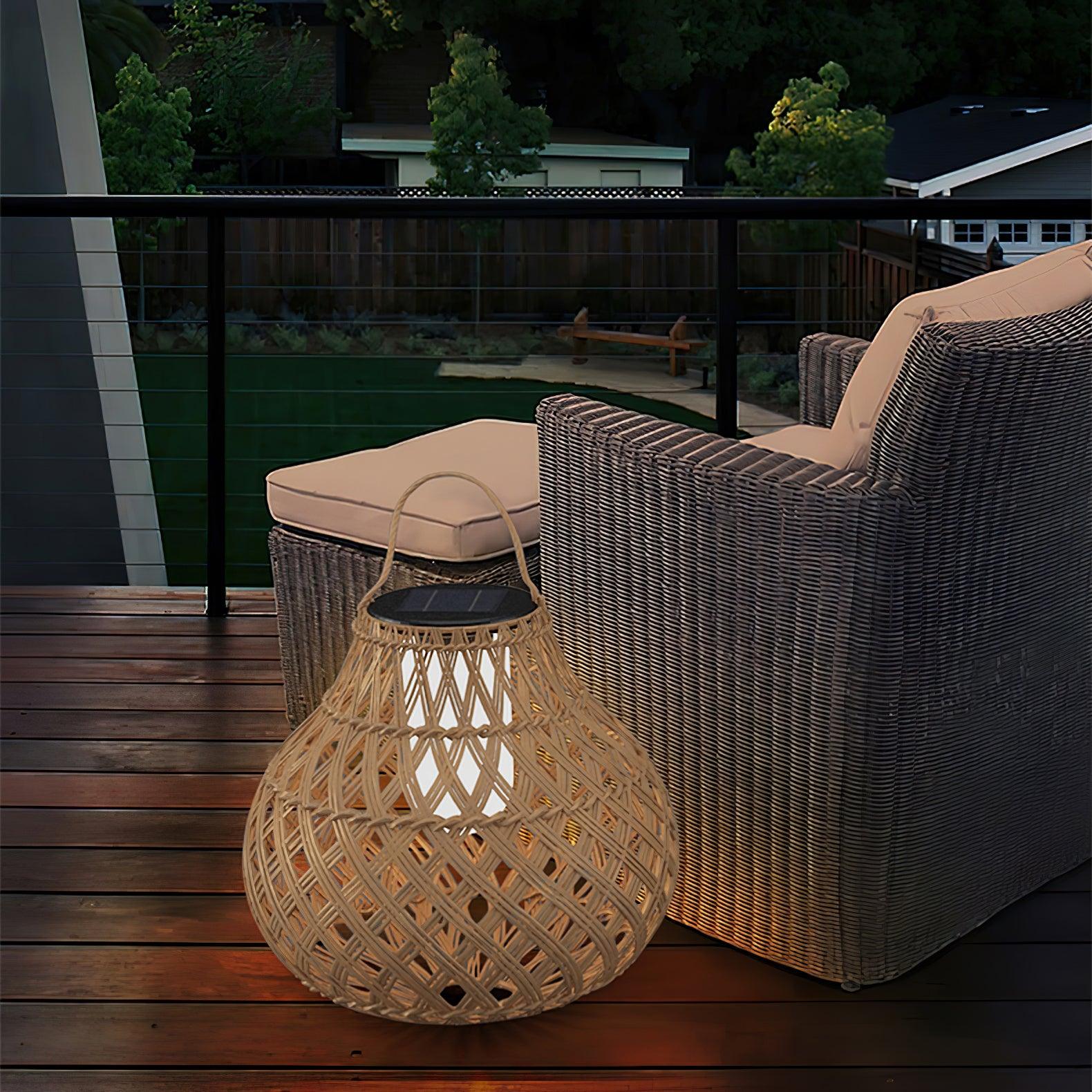 Woven Sphere Solar Lantern Outdoor Lamp - Cueteks