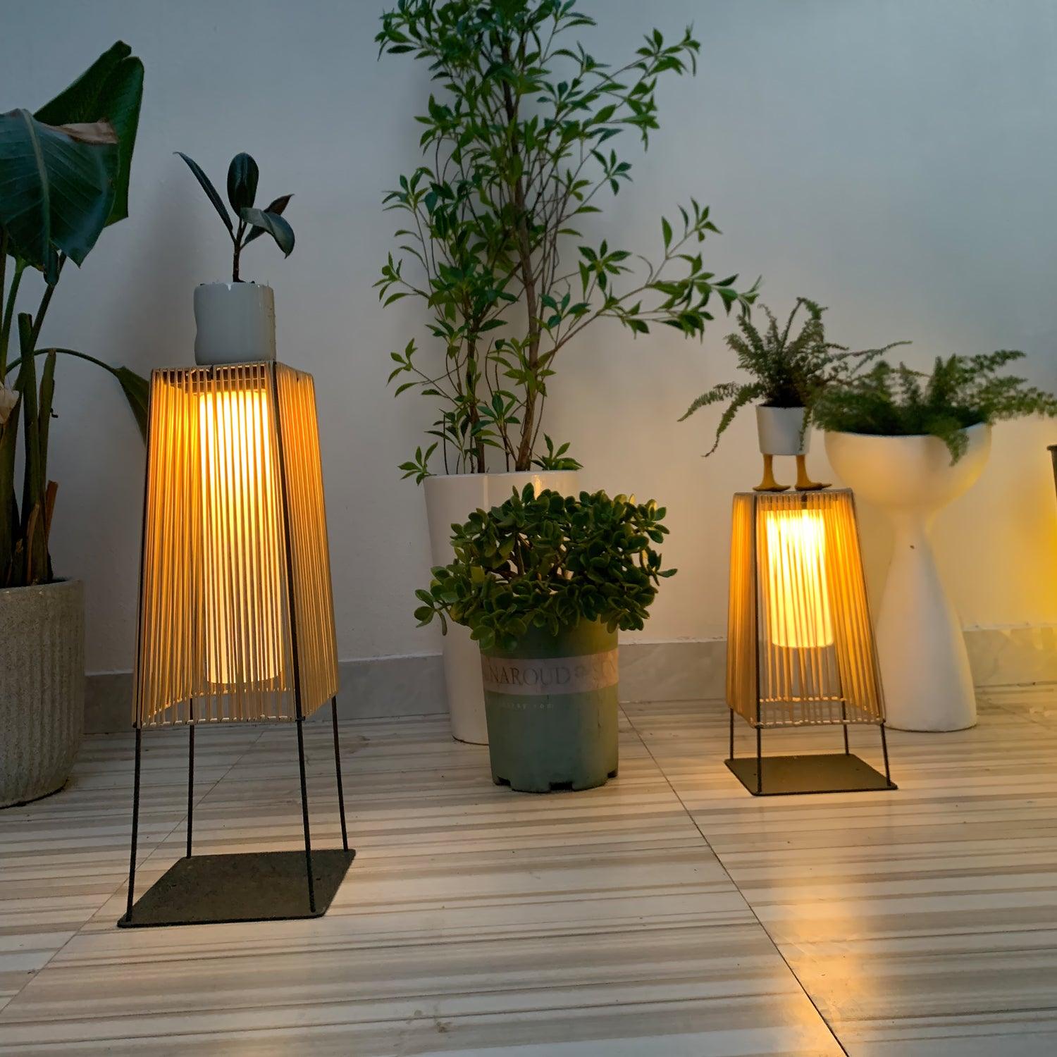 Plastic Rattan Outdoor Post Light with Solar Panel - Cueteks