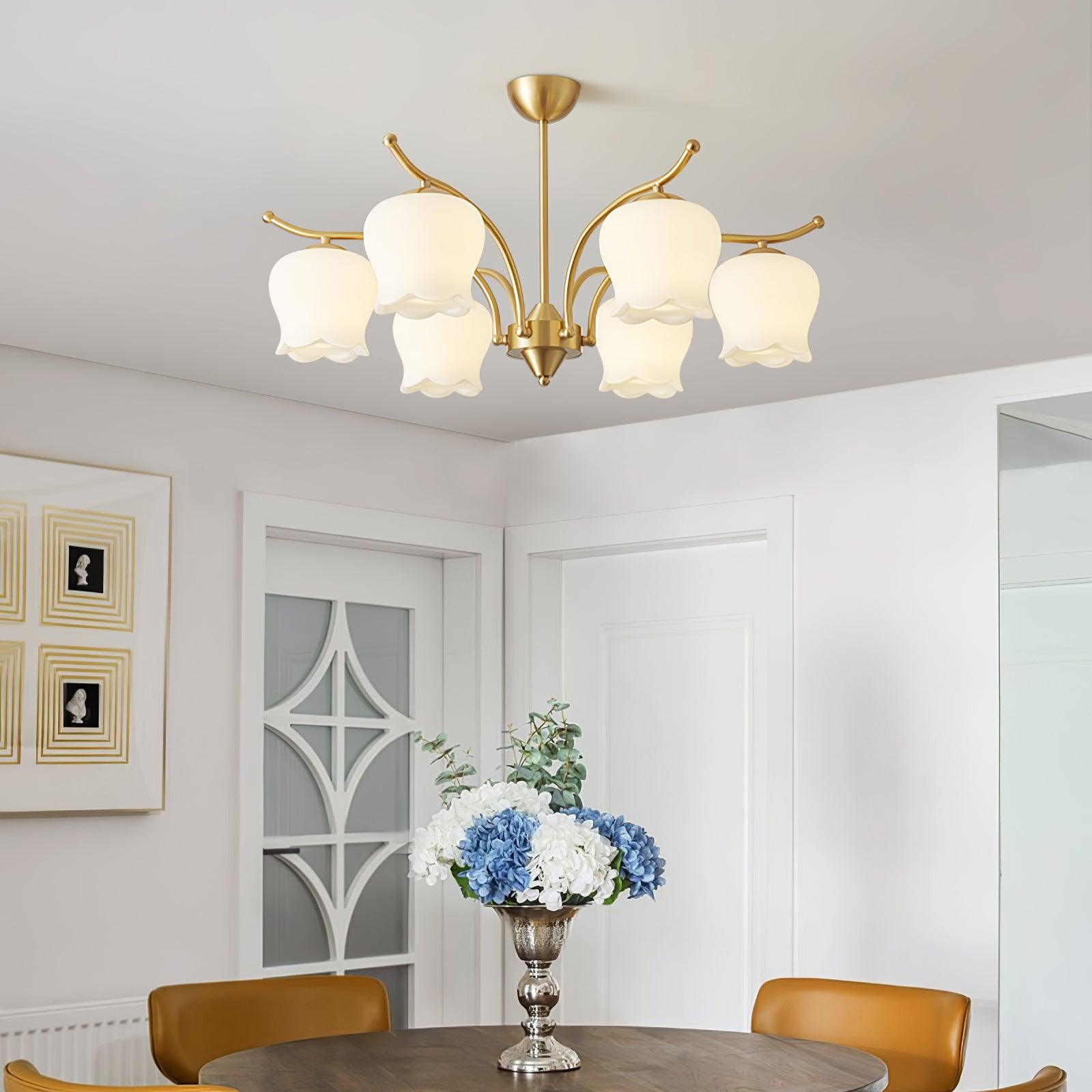 Tulip Brass Chandelier - Cueteks