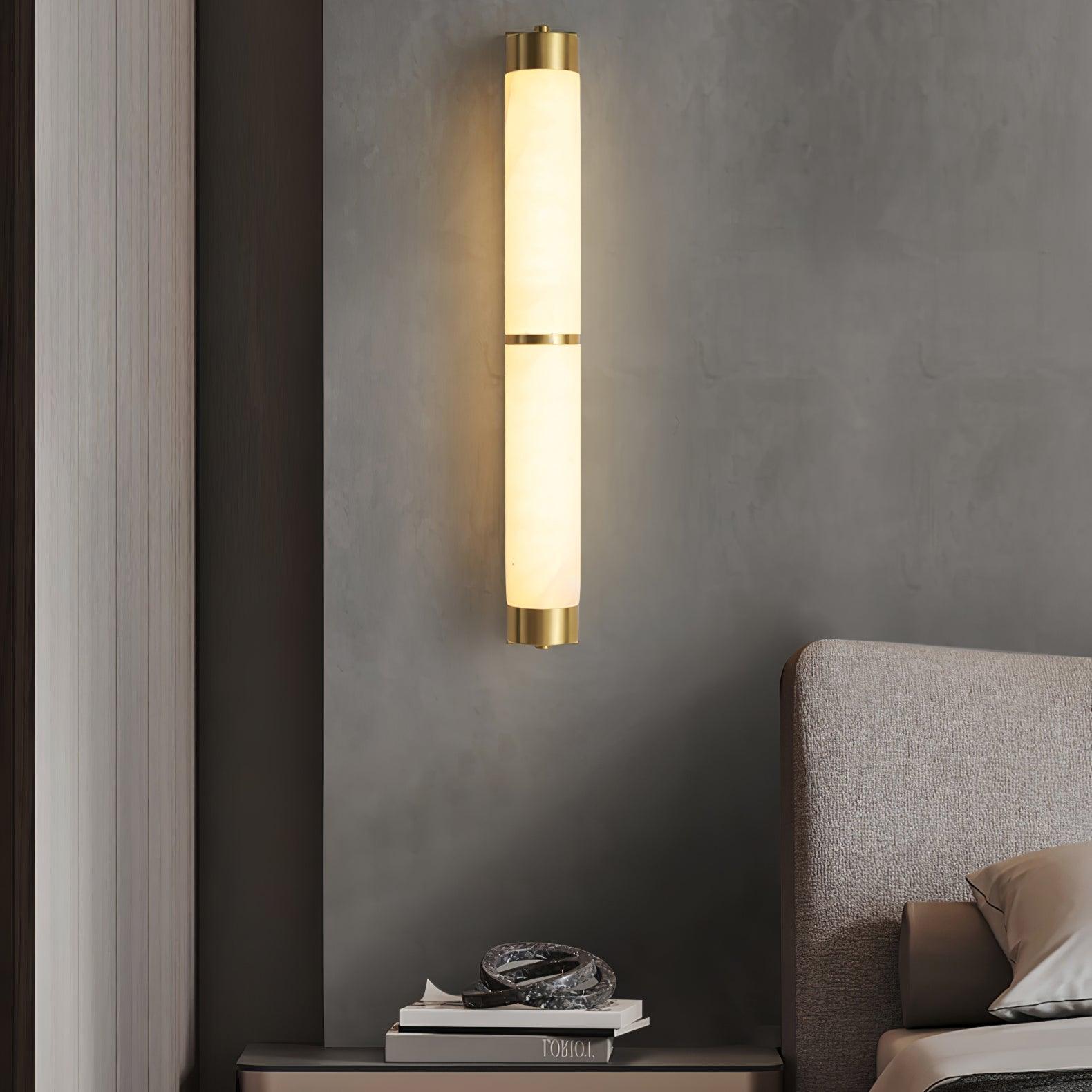 Cylindra Alabaster Brass Wall Light - Cueteks