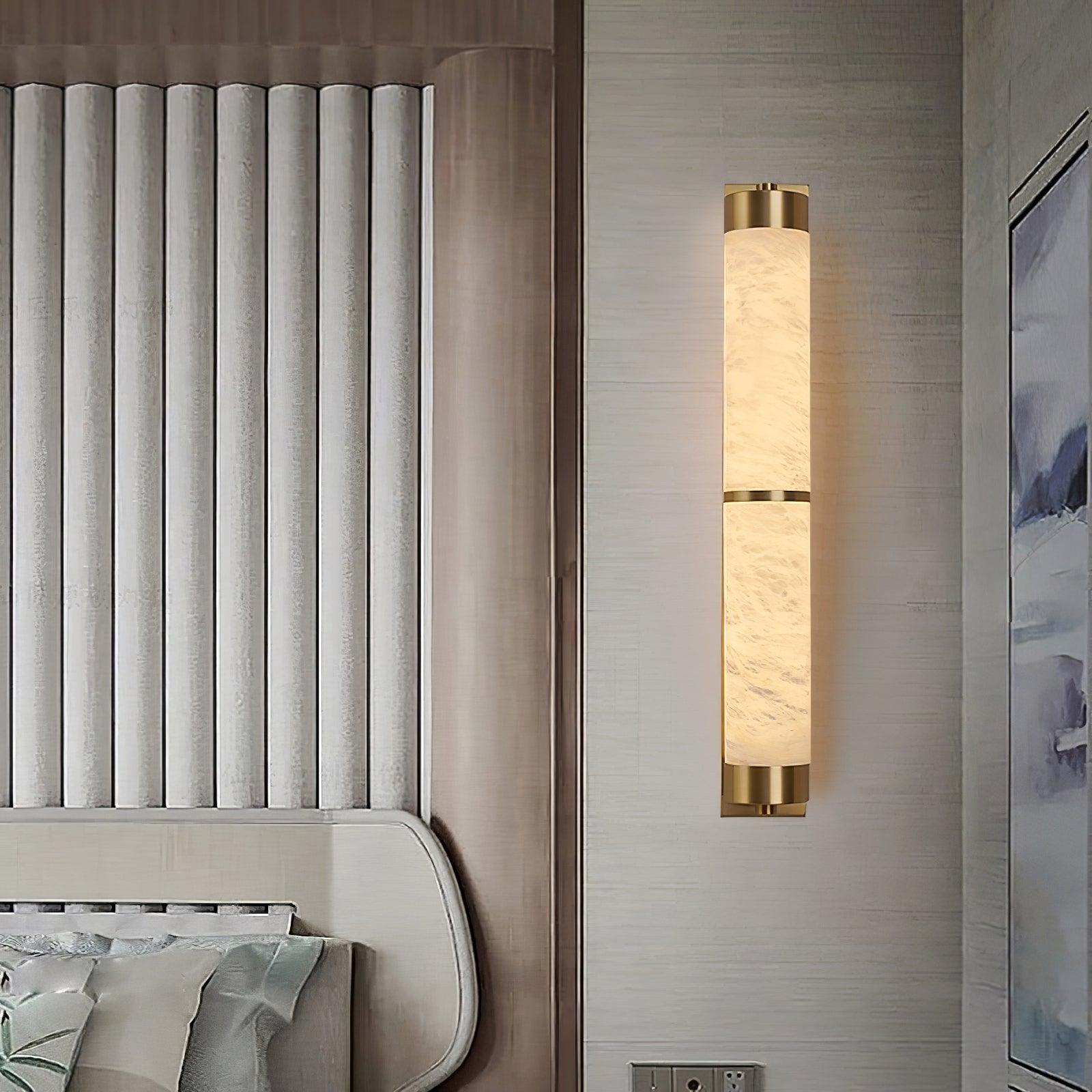 Cylindra Alabaster Brass Wall Light - Cueteks