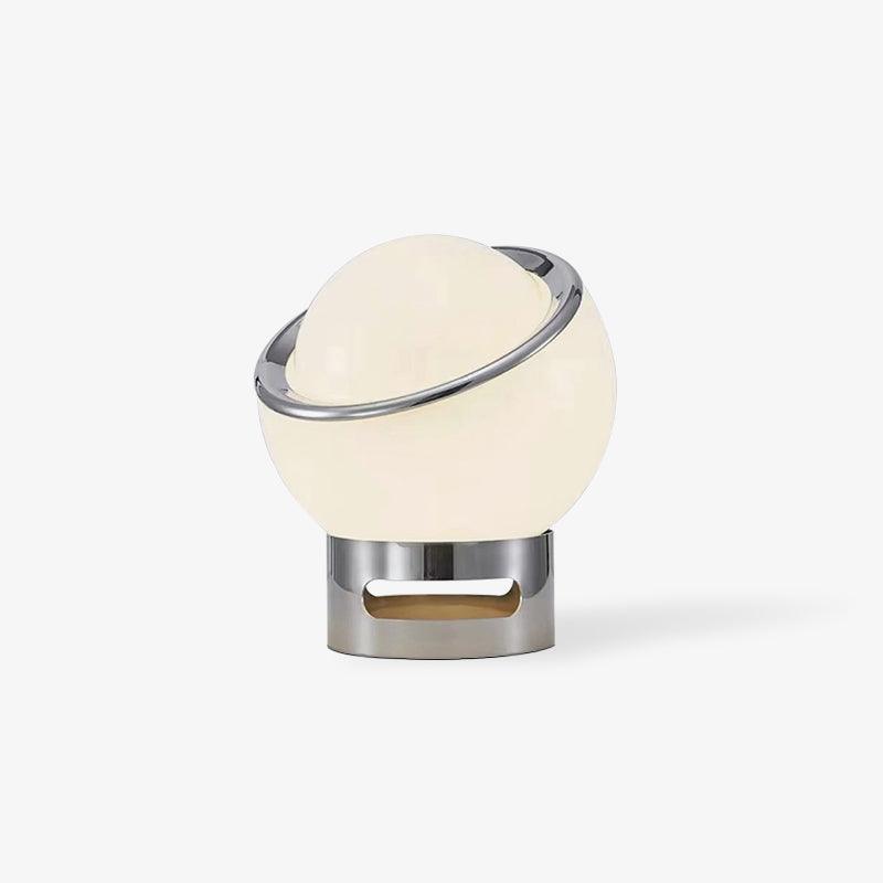 Valeria pale rounded table lamp on a white background