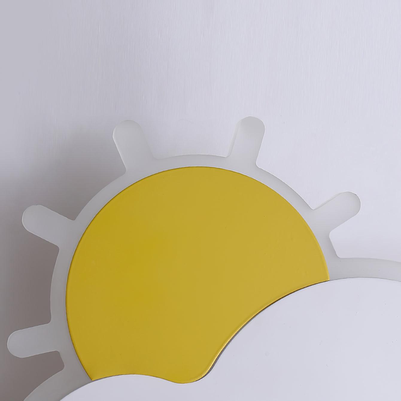 Close-up of yellow sun behind the White cloud face