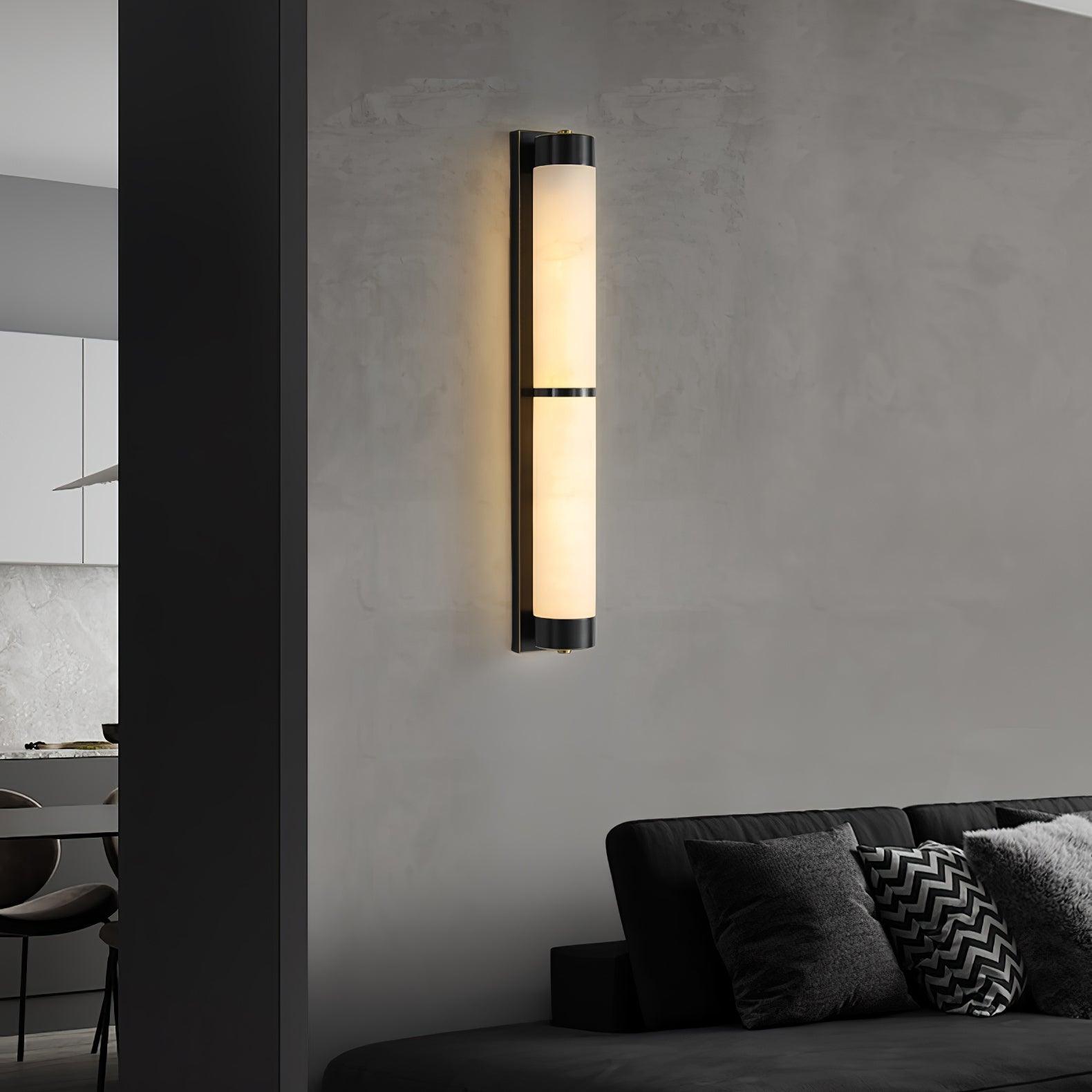 Cylindra Alabaster Brass Wall Light - Cueteks