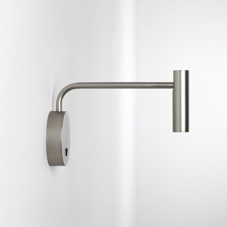 Side view of brushed metal articulated fixture
