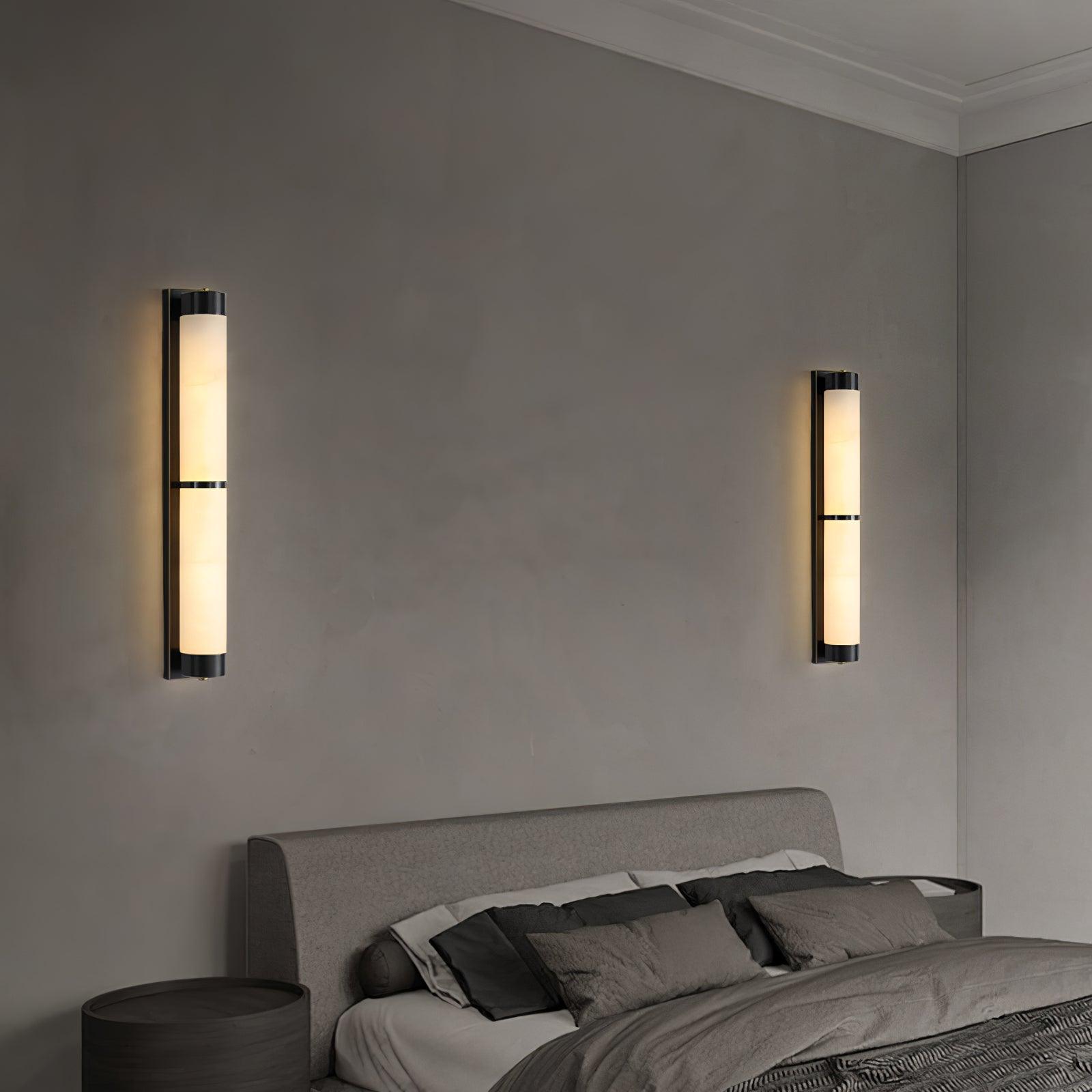 Cylindra Alabaster Brass Wall Light - Cueteks