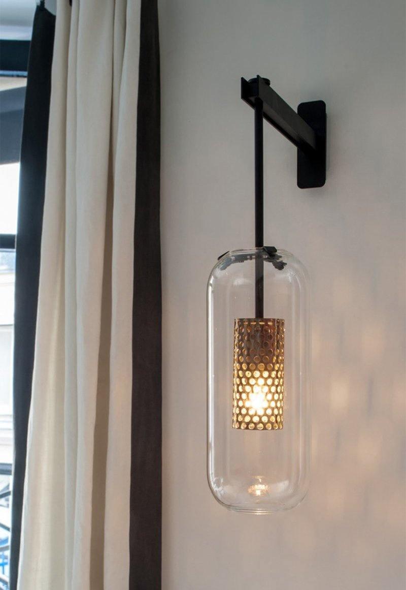 Close view of glass shade near a window