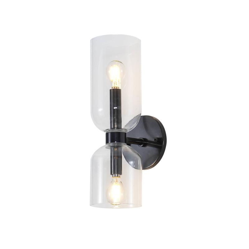 Edie glass wall lamp with unequal upper and lower cylinders
