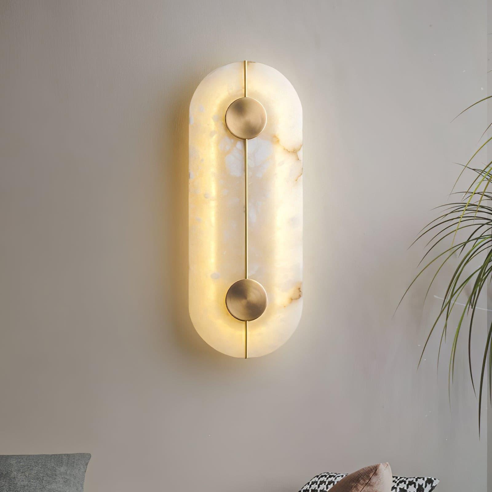 Capsule wall lamp with two discs and central line