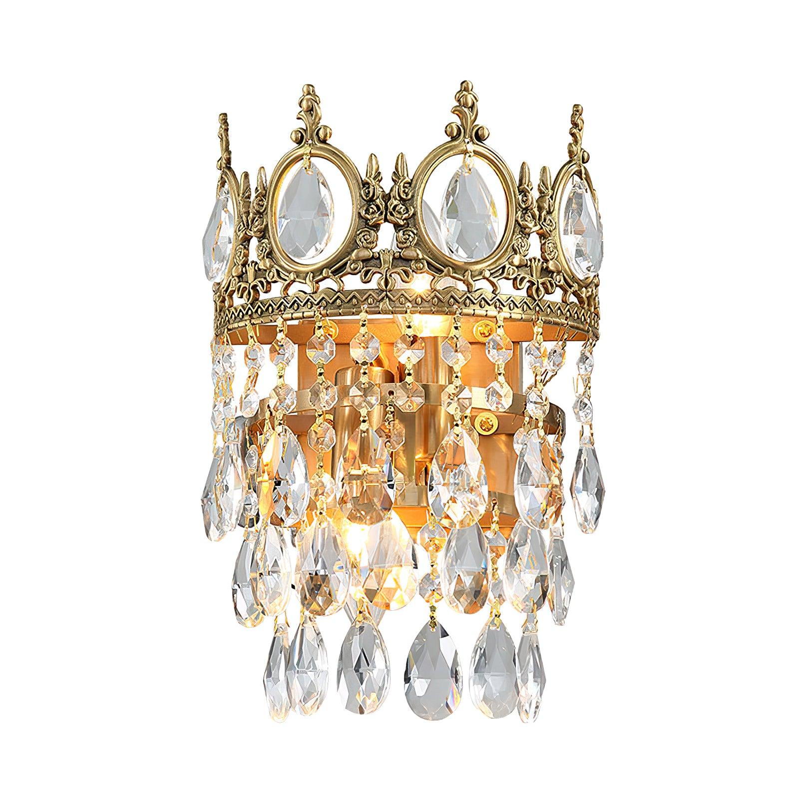 Angled crown rim and cascading crystal tiers