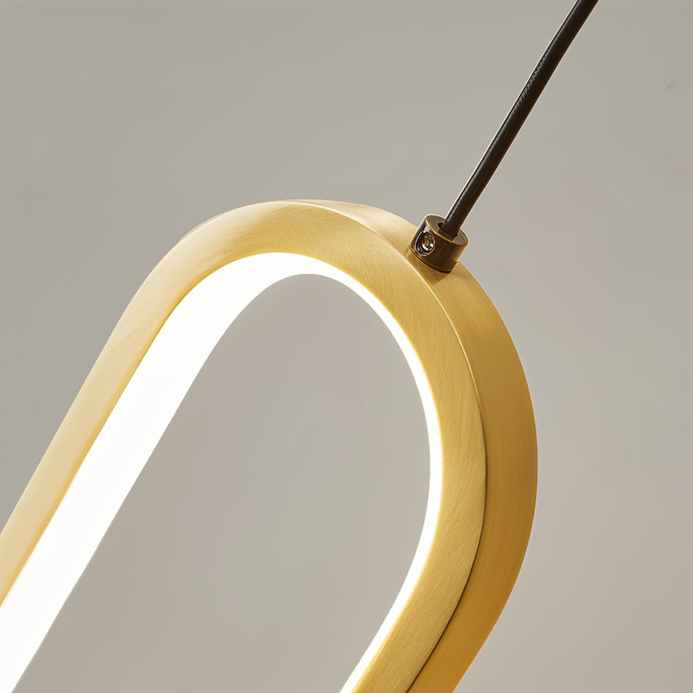 Close view of White LED strip inside the oval ring