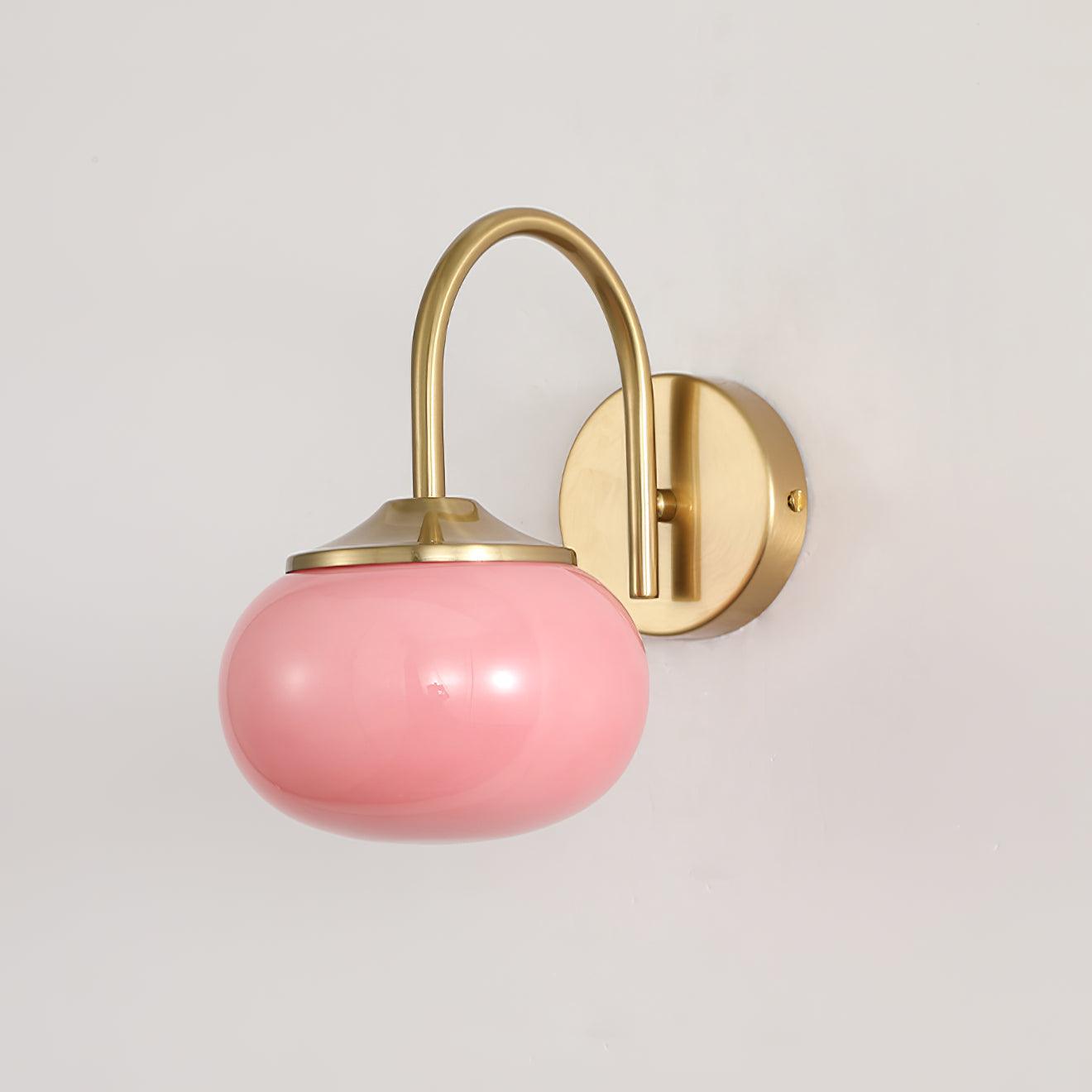 Copper and Pink Marshmallow wall lamp with round mounting plate