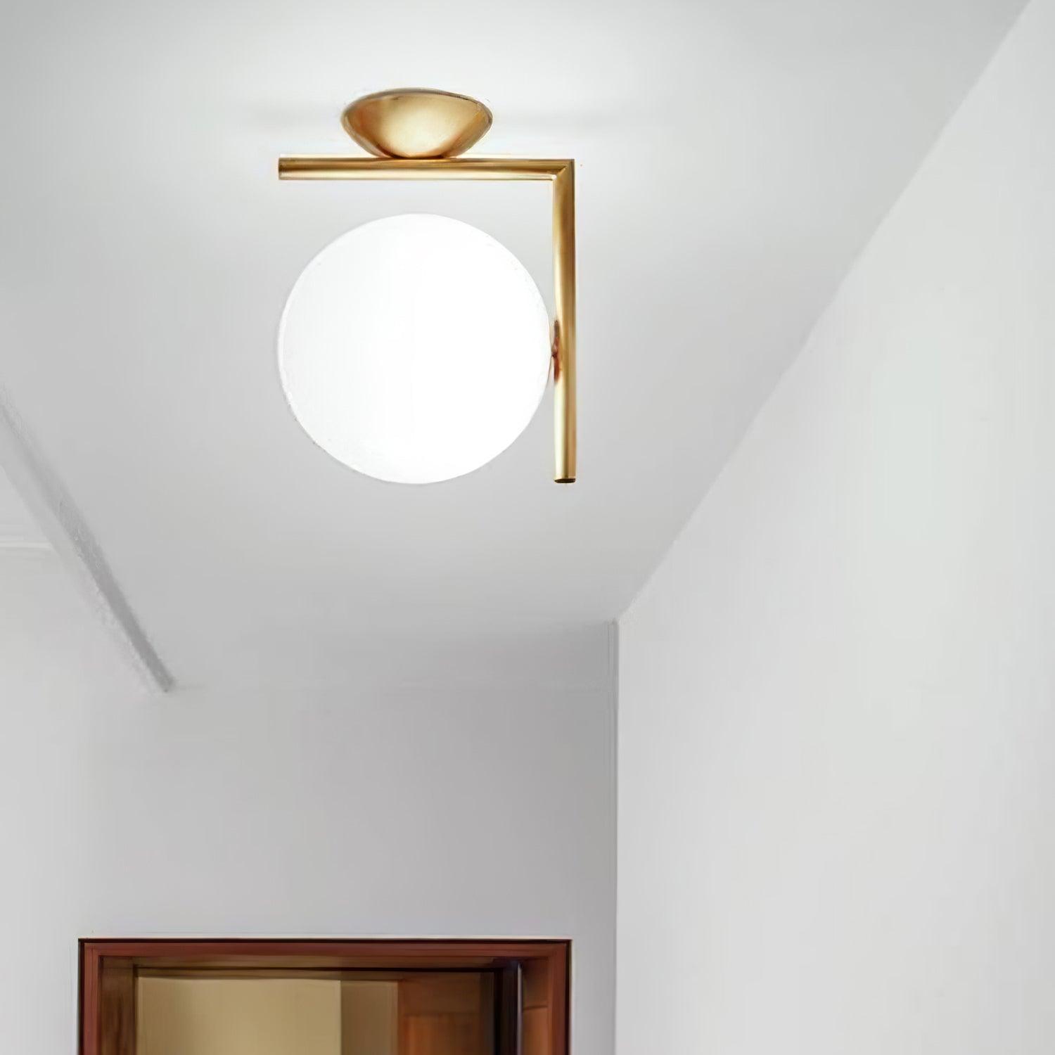 Opal glass globe wall light