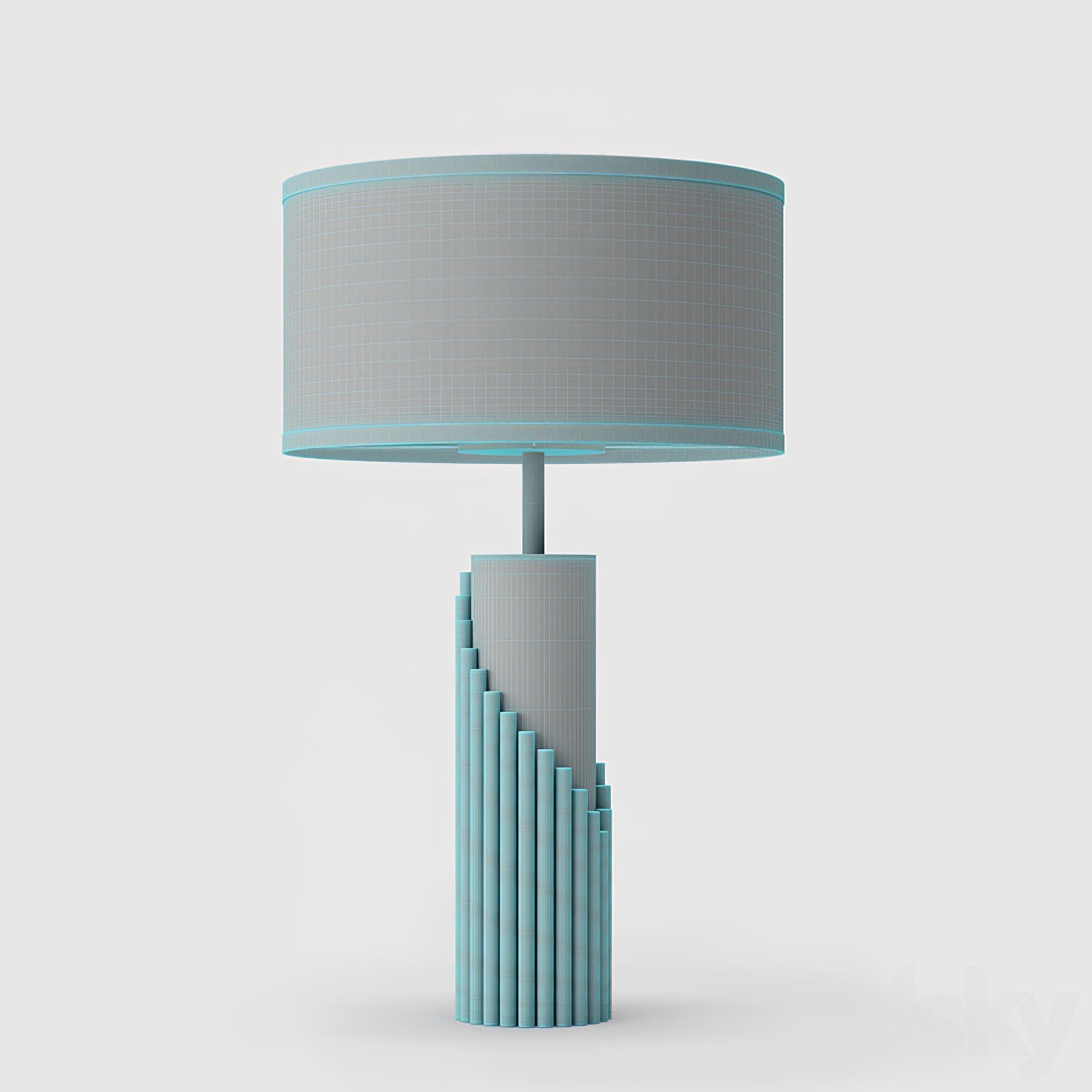 Streamline gallery rendering with pale blue shade trim and blue lower tubes