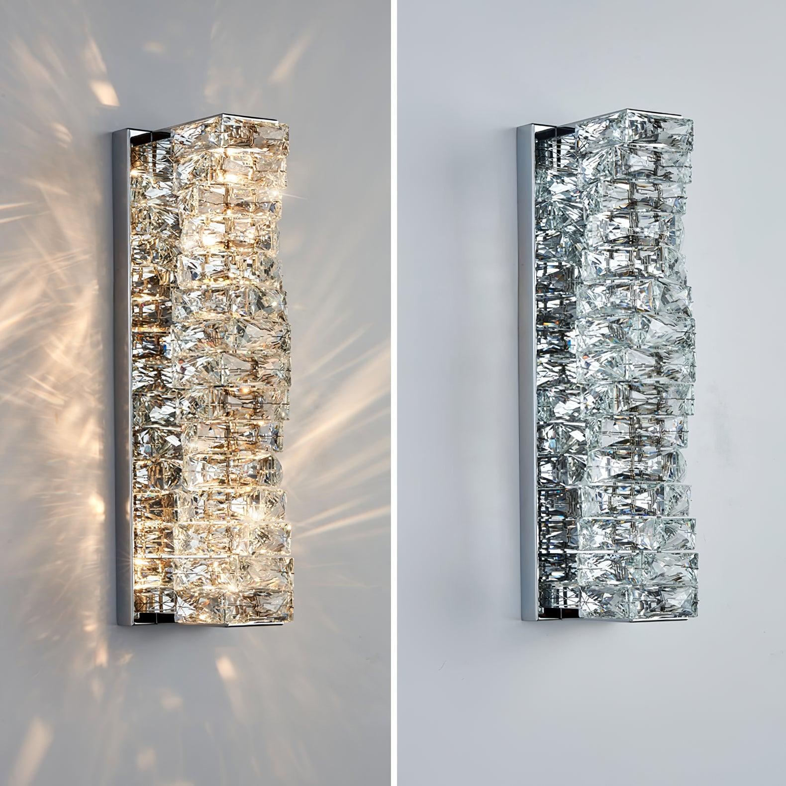 Illuminated and unlit Chrome crystal fixture comparison