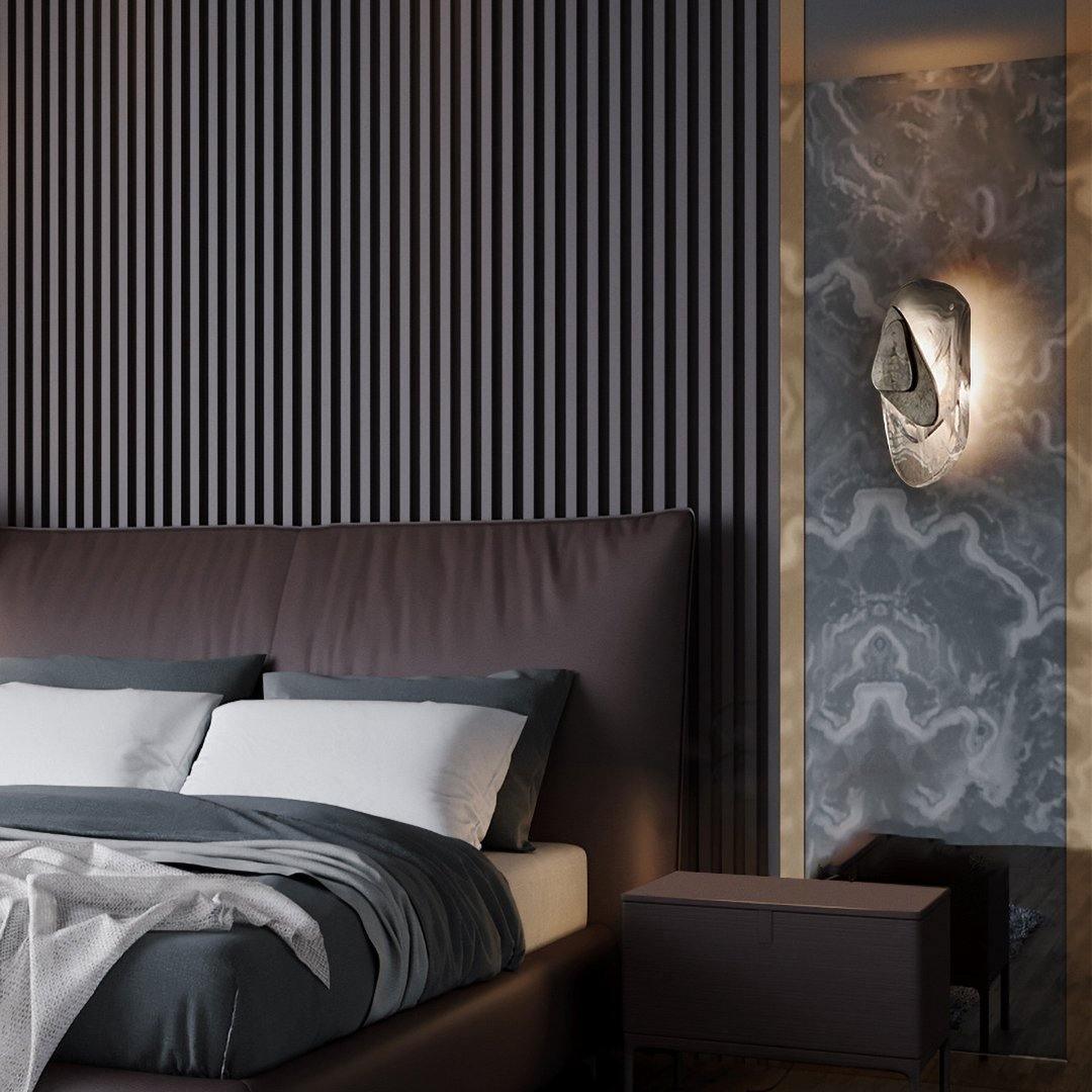 DC1725 textured glass LED wall light with layered metal plates