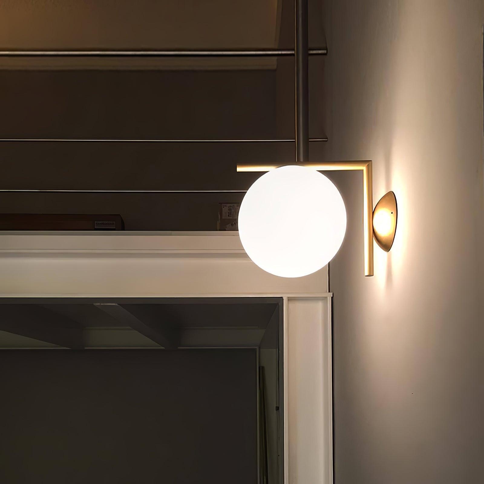 Opal glass globe wall light