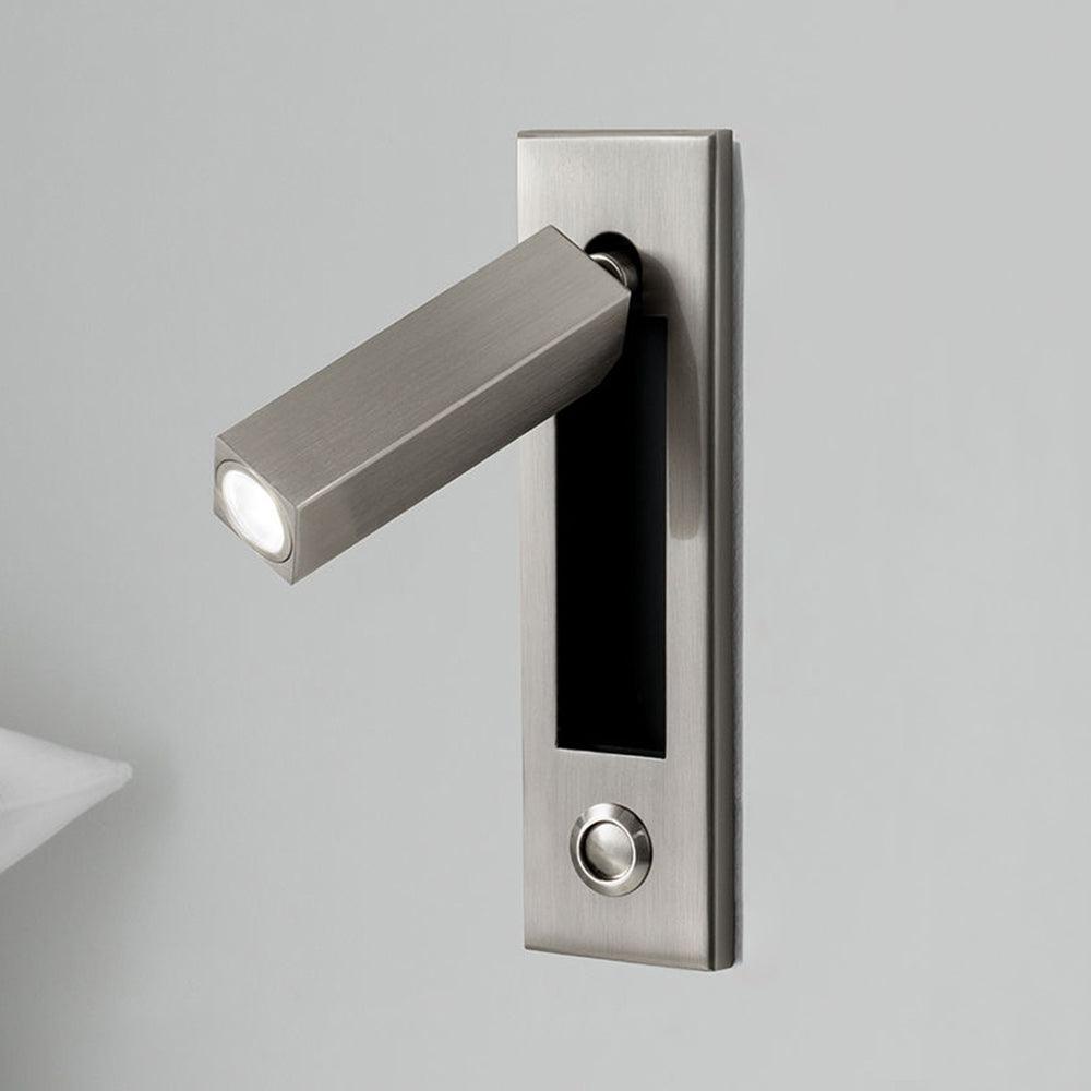 Silver-tone square reading head and button on a narrow wall plate