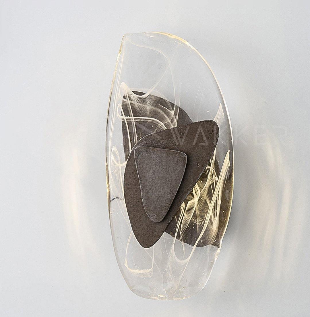 DC1725 textured glass LED wall light with layered metal plates
