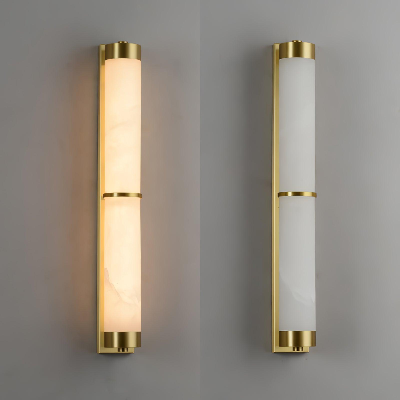 Cylindra Alabaster Brass Wall Light - Cueteks