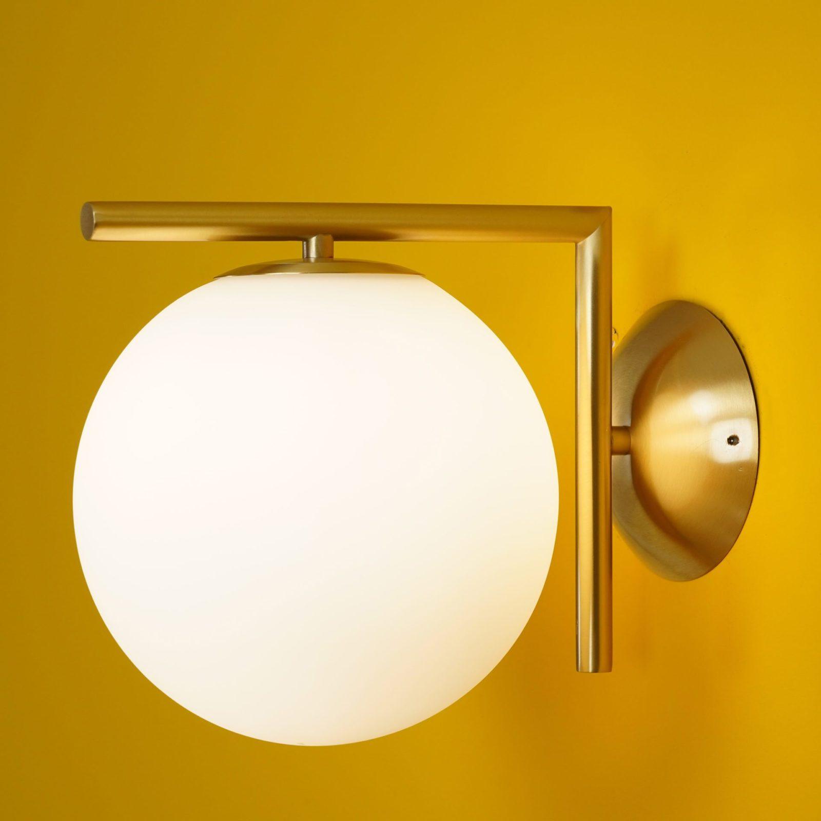 Opal glass globe wall light